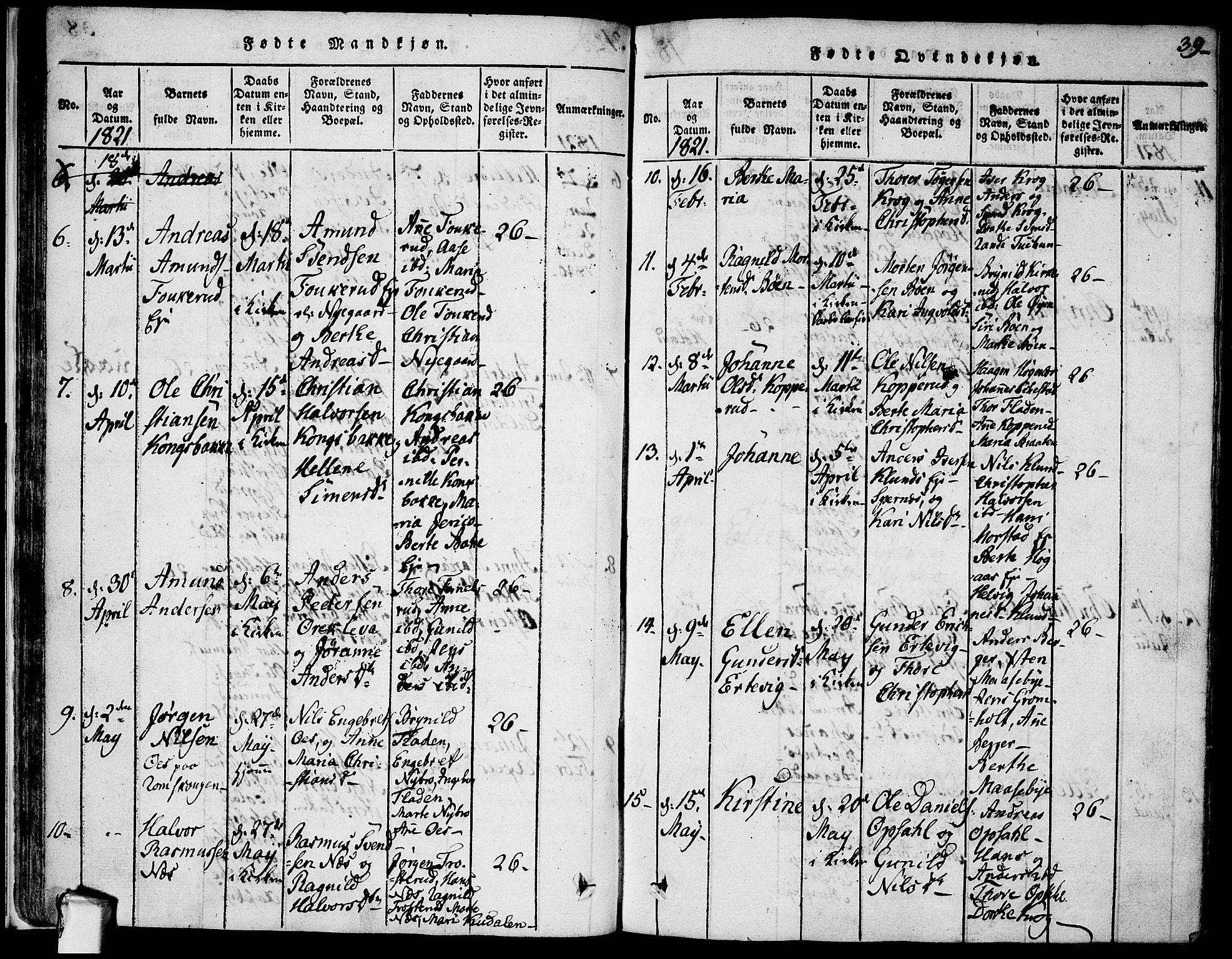 Rødenes prestekontor Kirkebøker, AV/SAO-A-2005/F/Fa/L0004: Parish register (official) no. I 4, 1814-1838, p. 39