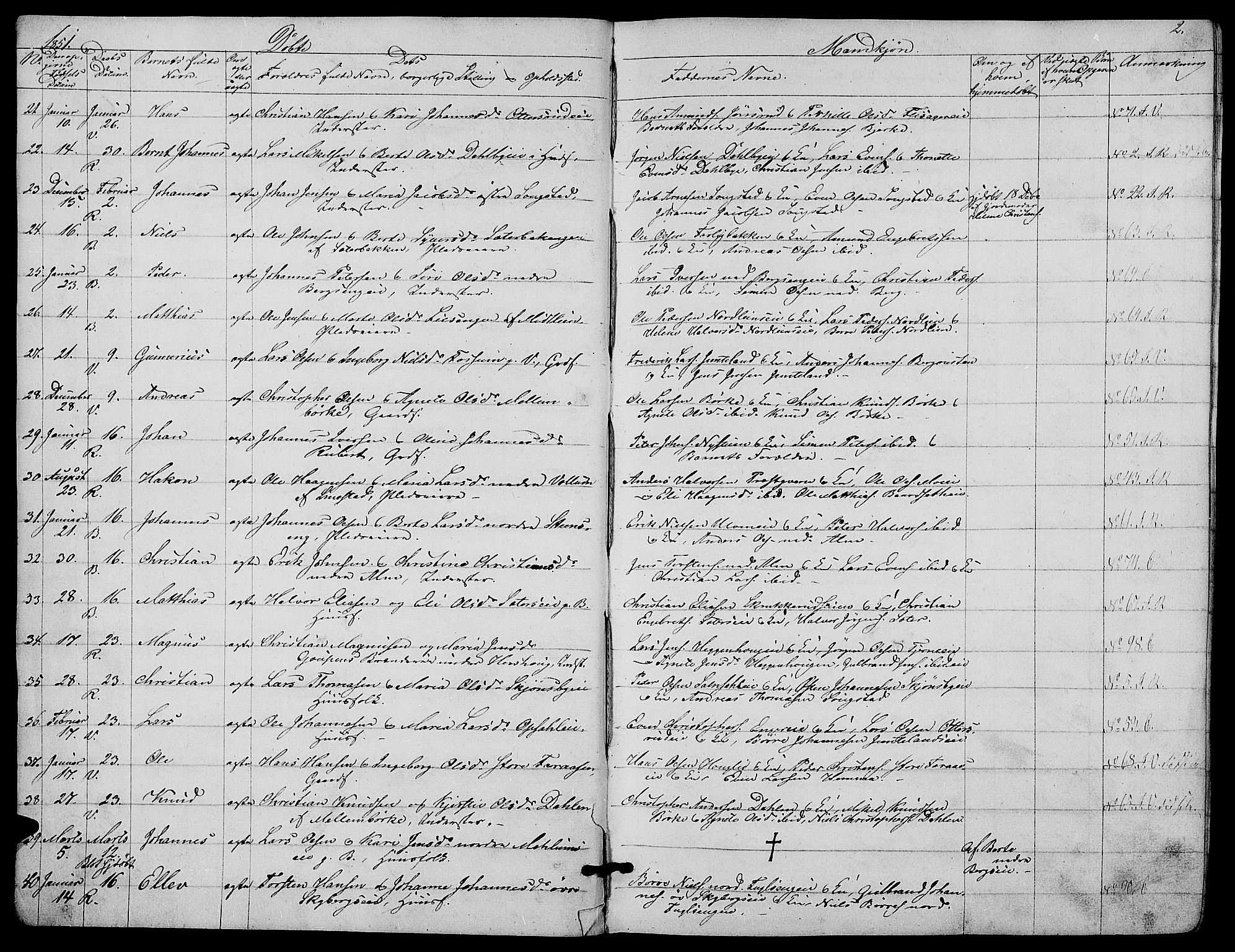 Ringsaker prestekontor, AV/SAH-PREST-014/L/La/L0006: Parish register (copy) no. 6, 1851-1860, p. 2