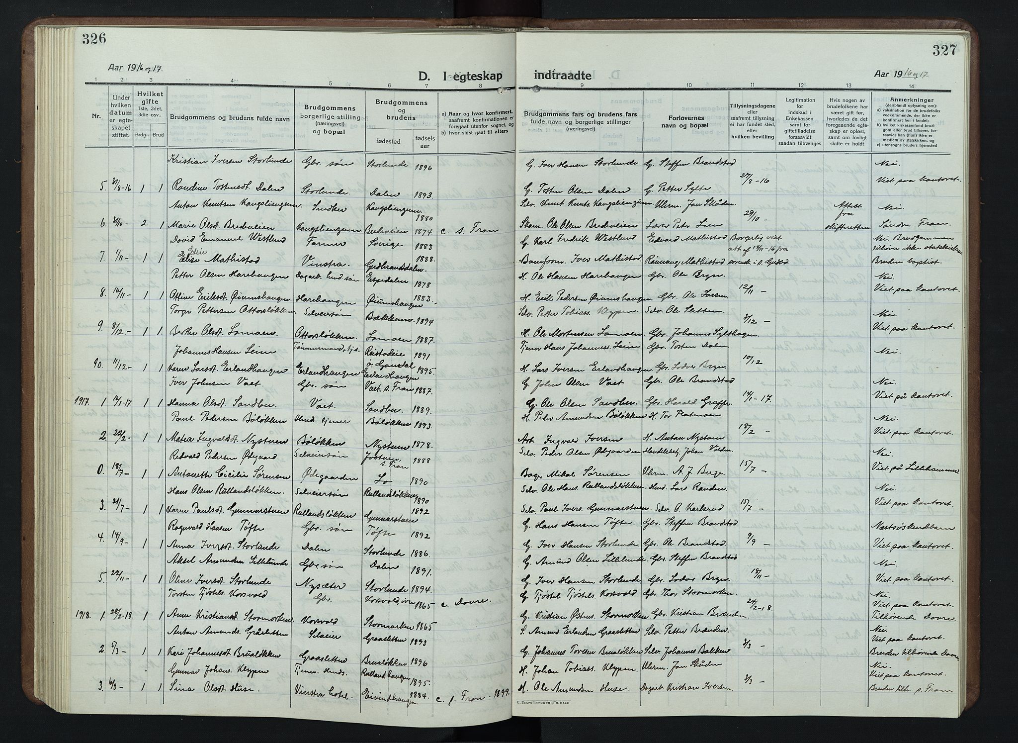 Nord-Fron prestekontor, SAH/PREST-080/H/Ha/Hab/L0007: Parish register (copy) no. 7, 1915-1946, p. 326-327