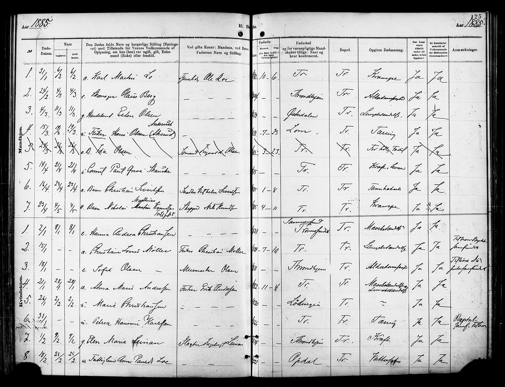 Tromsø sokneprestkontor/stiftsprosti/domprosti, SATØ/S-1343/G/Ga/L0014kirke: Parish register (official) no. 14, 1878-1888, p. 125