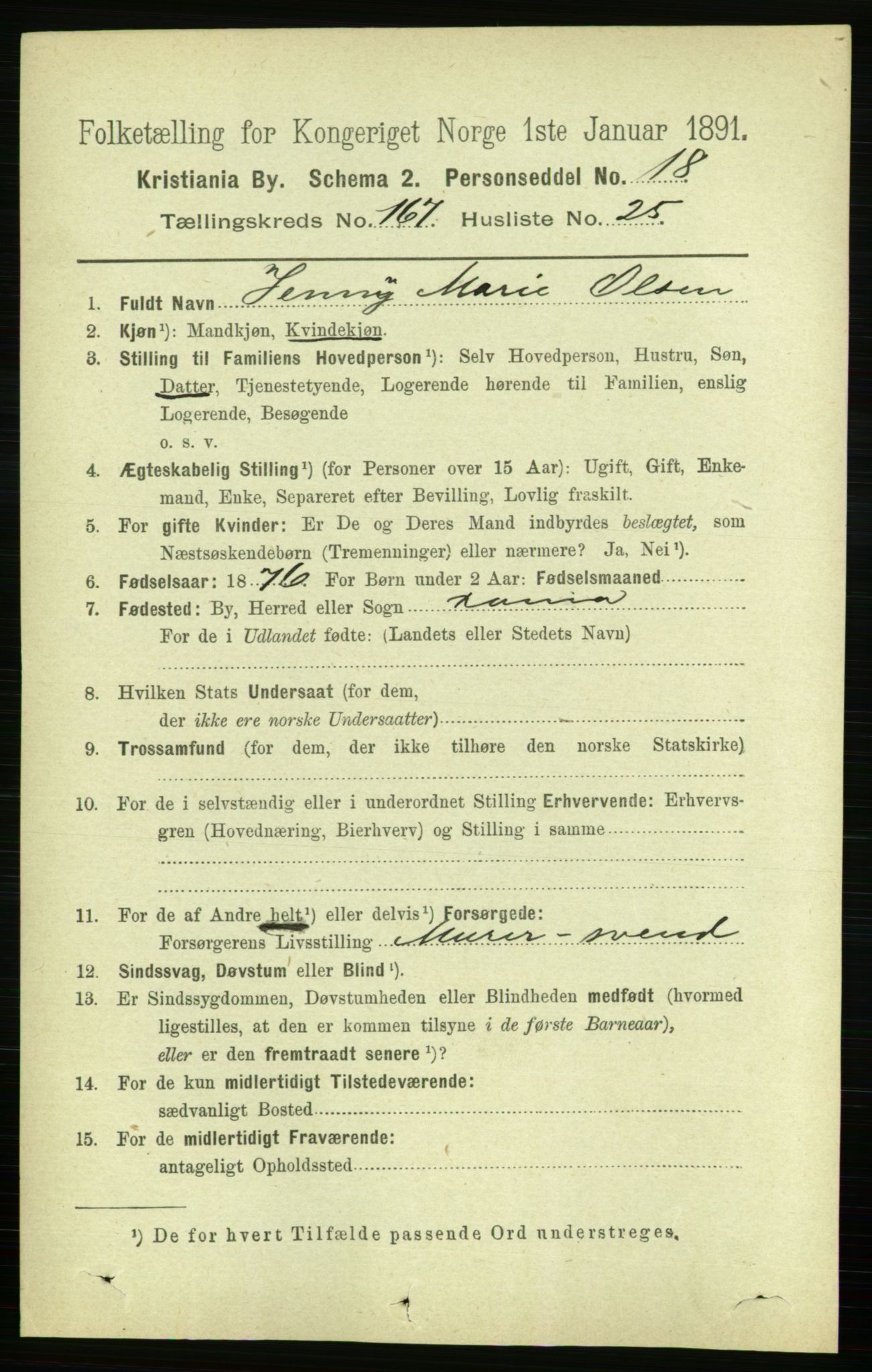 RA, 1891 census for 0301 Kristiania, 1891, p. 97889