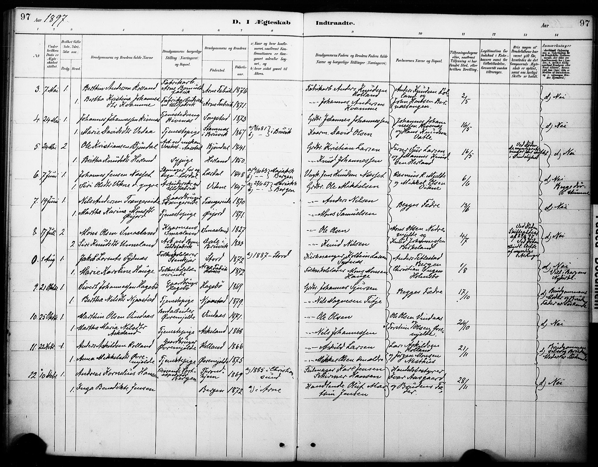 Haus sokneprestembete, SAB/A-75601/H/Haa: Parish register (official) no. B 1, 1887-1898, p. 97