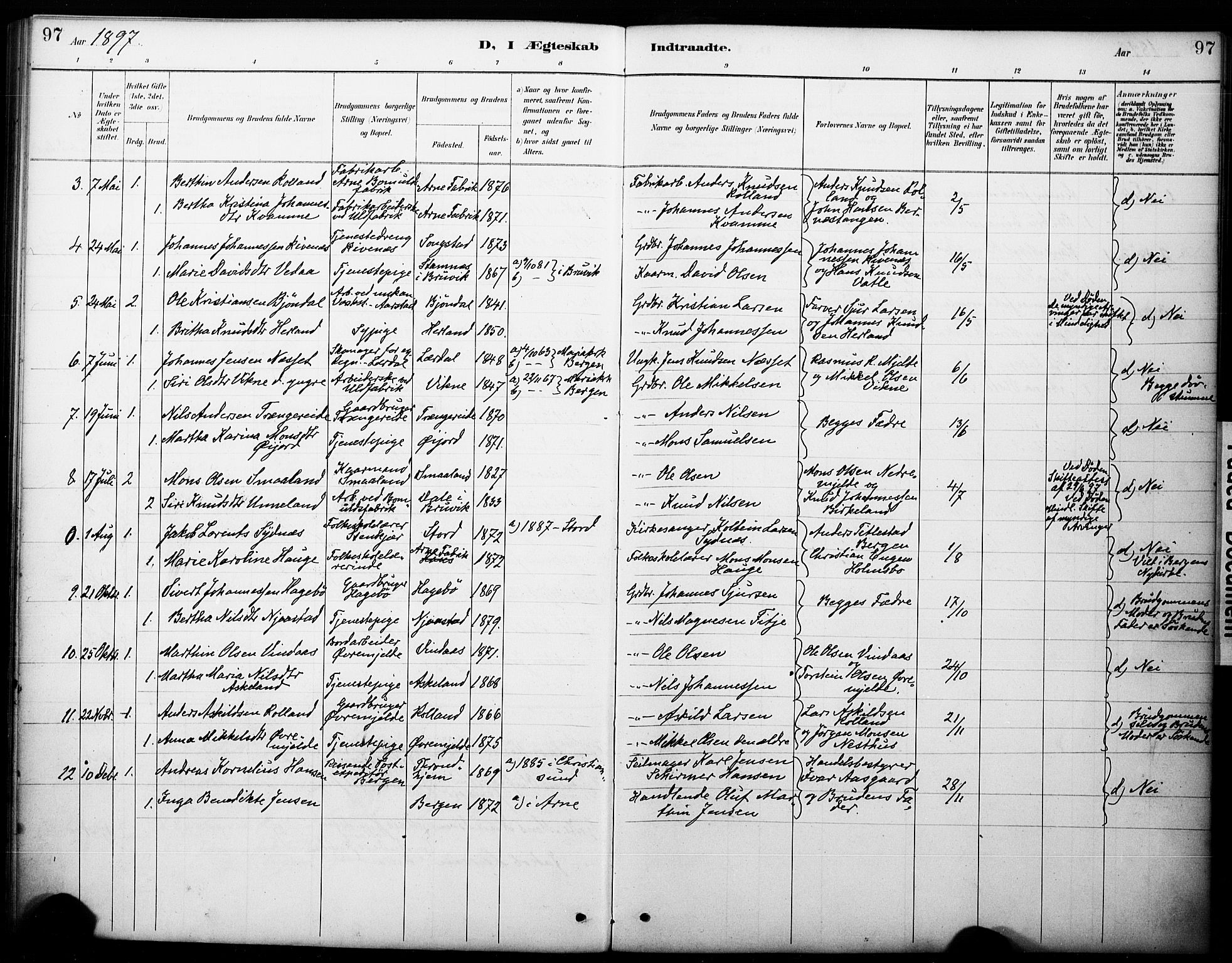 Haus sokneprestembete, AV/SAB-A-75601/H/Haa: Parish register (official) no. B 1, 1887-1898, p. 97