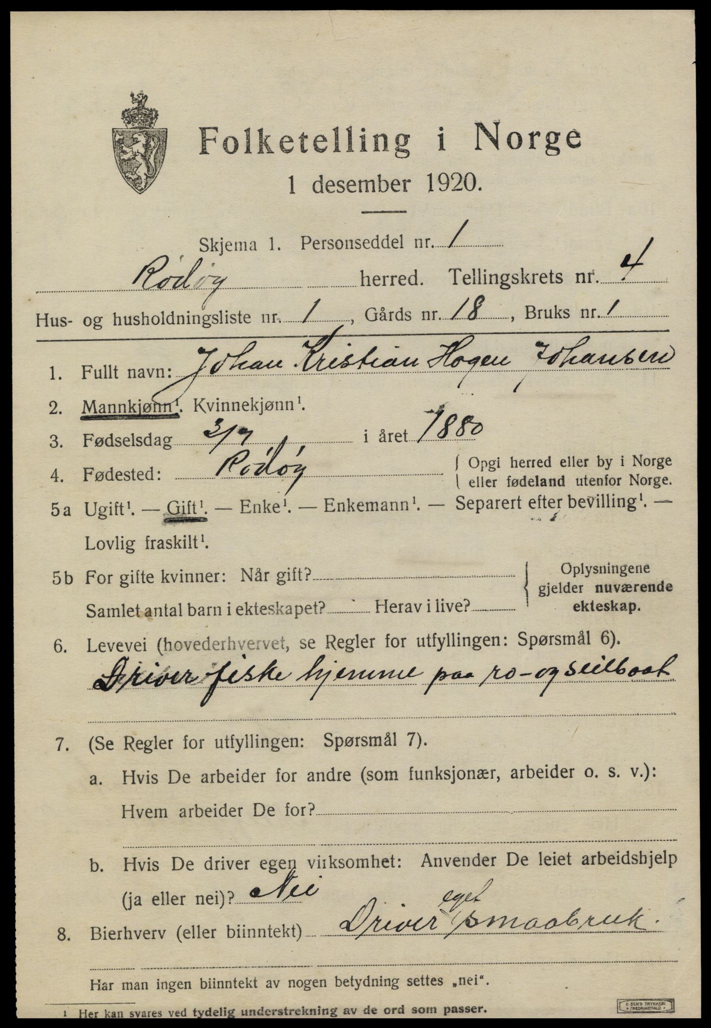 SAT, 1920 census for Rødøy, 1920, p. 2570