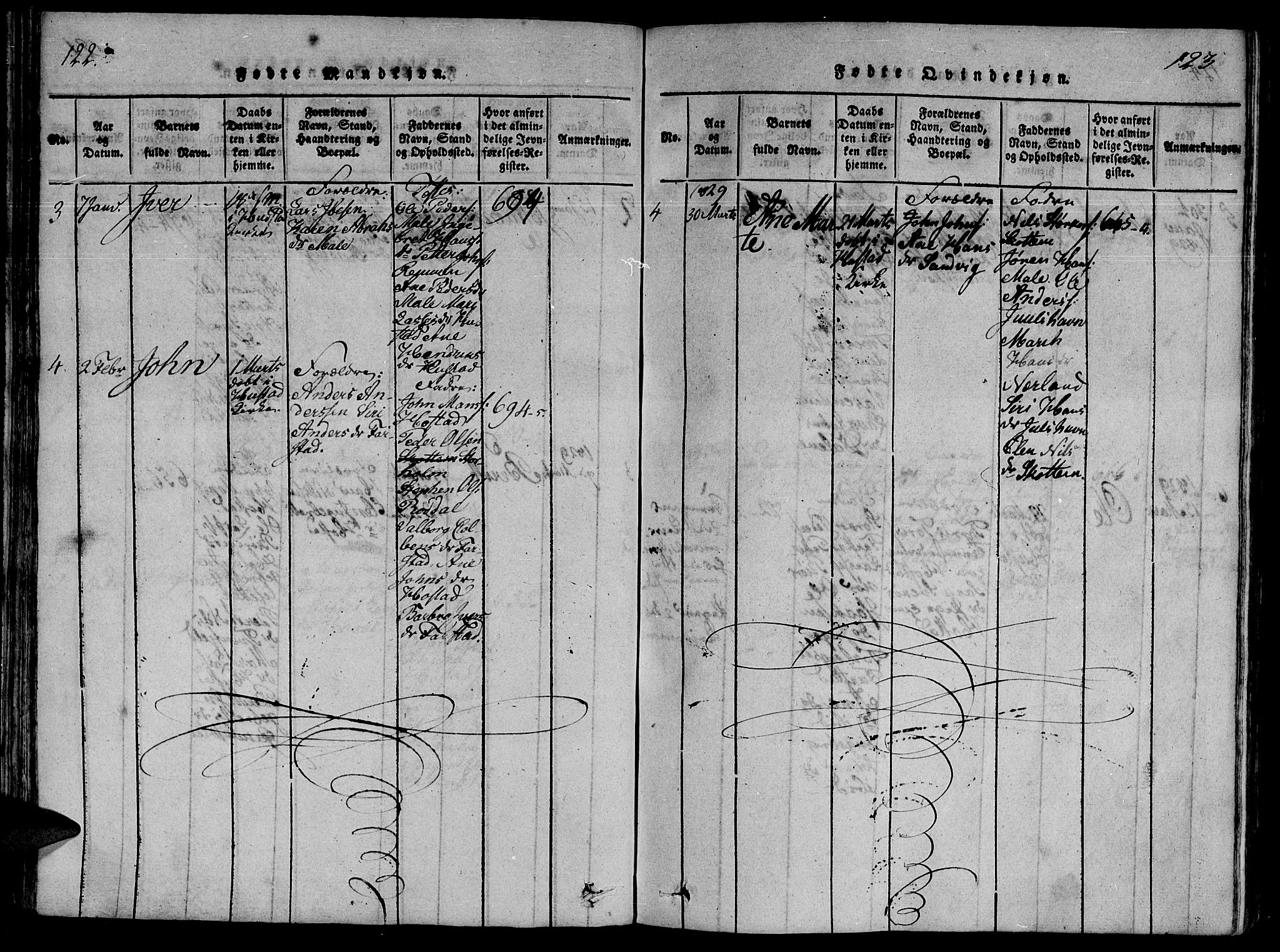 Ministerialprotokoller, klokkerbøker og fødselsregistre - Møre og Romsdal, AV/SAT-A-1454/566/L0764: Parish register (official) no. 566A03 /2, 1817-1829, p. 122-123