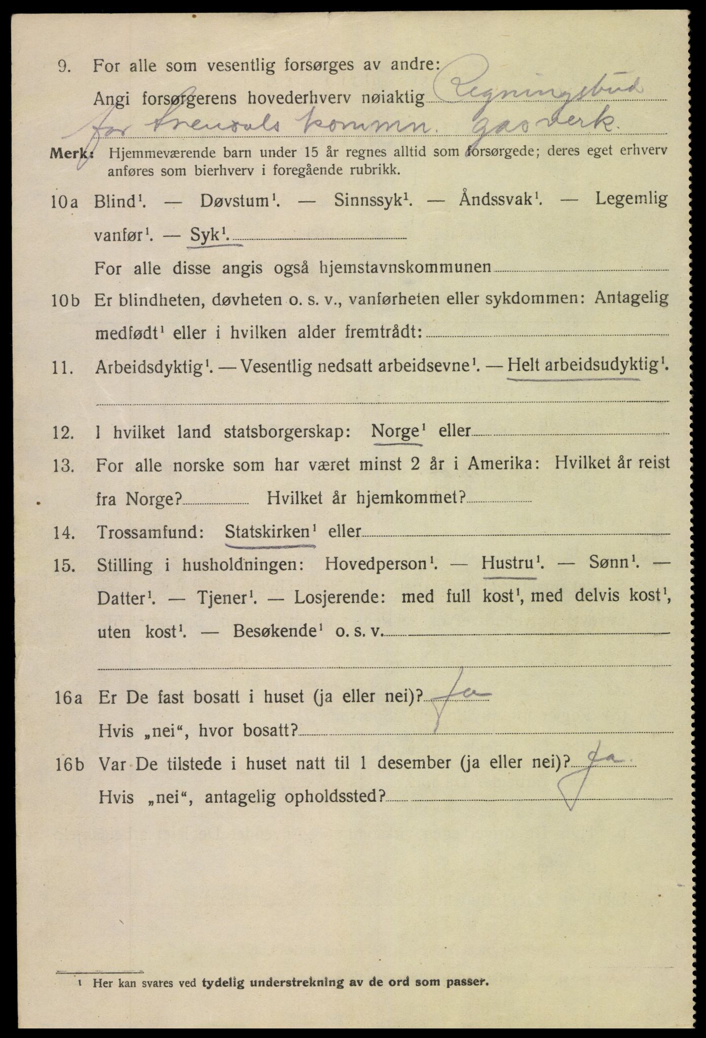 SAK, 1920 census for Arendal, 1920, p. 10783