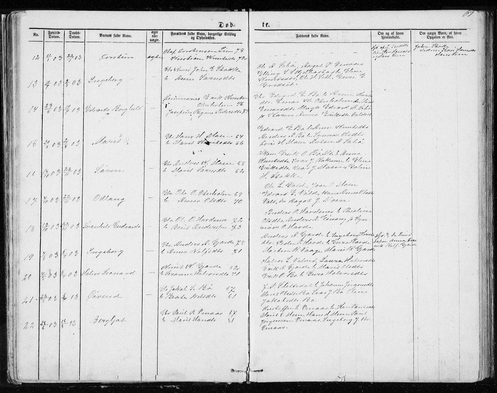 Ministerialprotokoller, klokkerbøker og fødselsregistre - Møre og Romsdal, AV/SAT-A-1454/543/L0564: Parish register (copy) no. 543C02, 1867-1915, p. 69