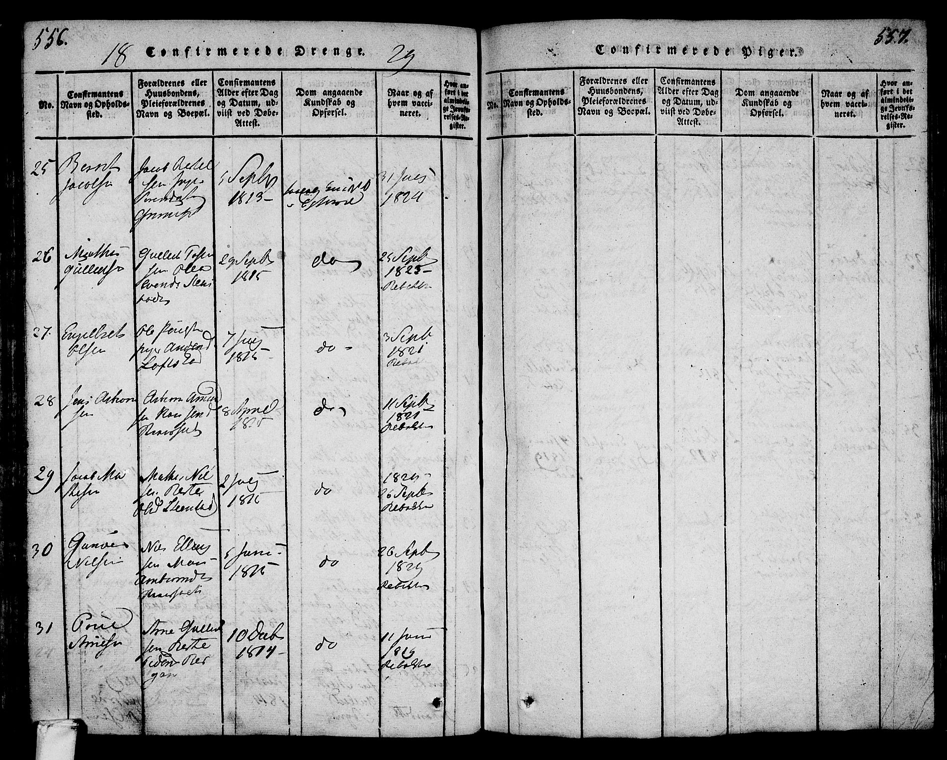 Lardal kirkebøker, AV/SAKO-A-350/F/Fa/L0005: Parish register (official) no. I 5, 1814-1835, p. 556-557