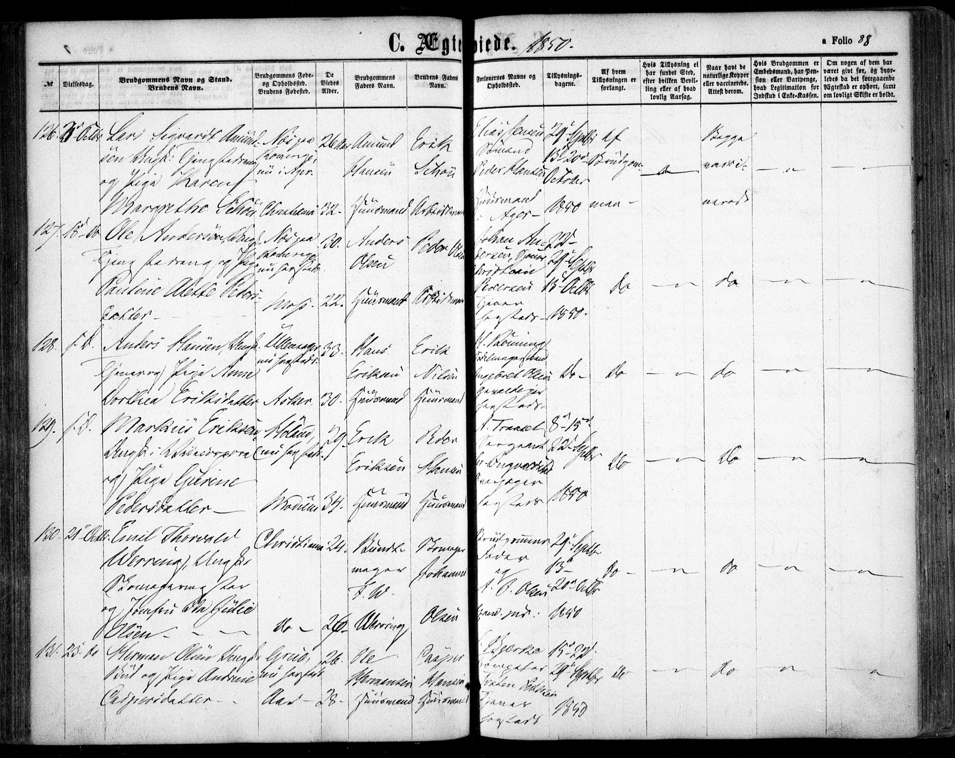 Oslo domkirke Kirkebøker, SAO/A-10752/F/Fa/L0020: Parish register (official) no. 20, 1848-1865, p. 88