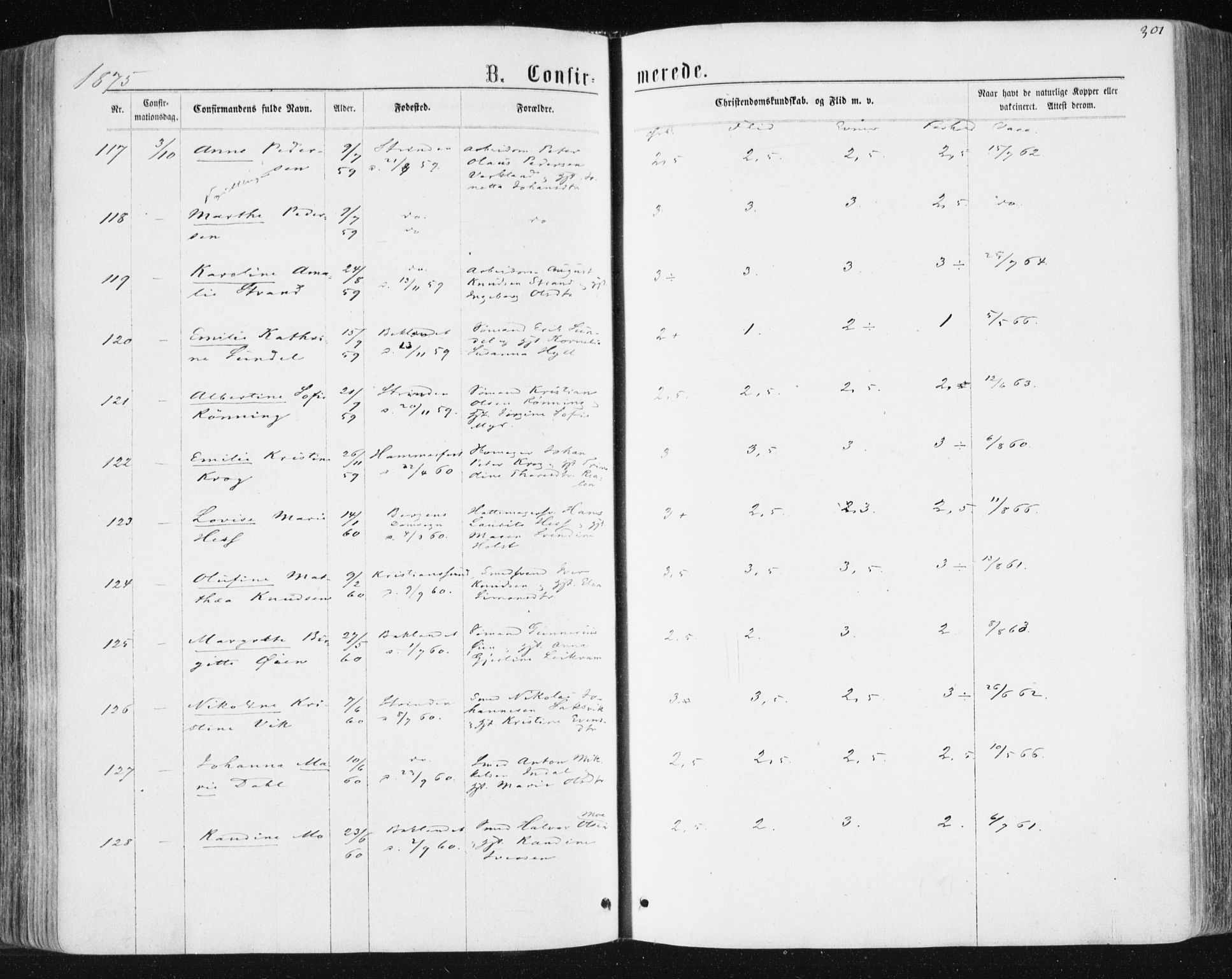 Ministerialprotokoller, klokkerbøker og fødselsregistre - Sør-Trøndelag, SAT/A-1456/604/L0186: Parish register (official) no. 604A07, 1866-1877, p. 301