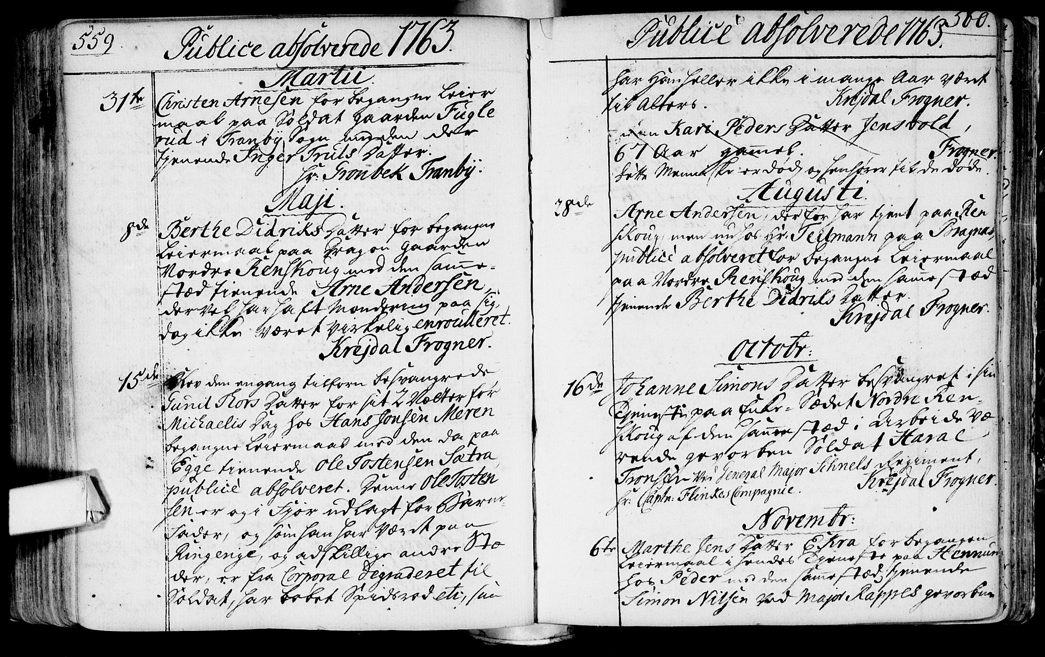 Lier kirkebøker, AV/SAKO-A-230/F/Fa/L0004: Parish register (official) no. I 4, 1749-1764, p. 559-560