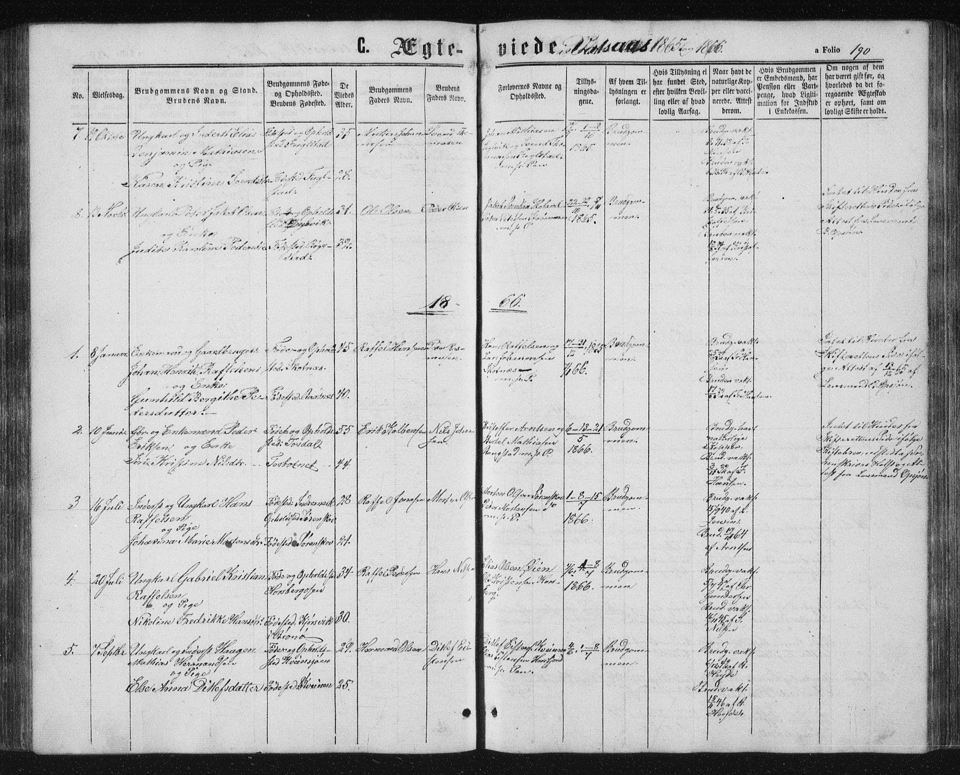 Ministerialprotokoller, klokkerbøker og fødselsregistre - Nordland, AV/SAT-A-1459/810/L0158: Parish register (copy) no. 810C02 /1, 1863-1883, p. 190