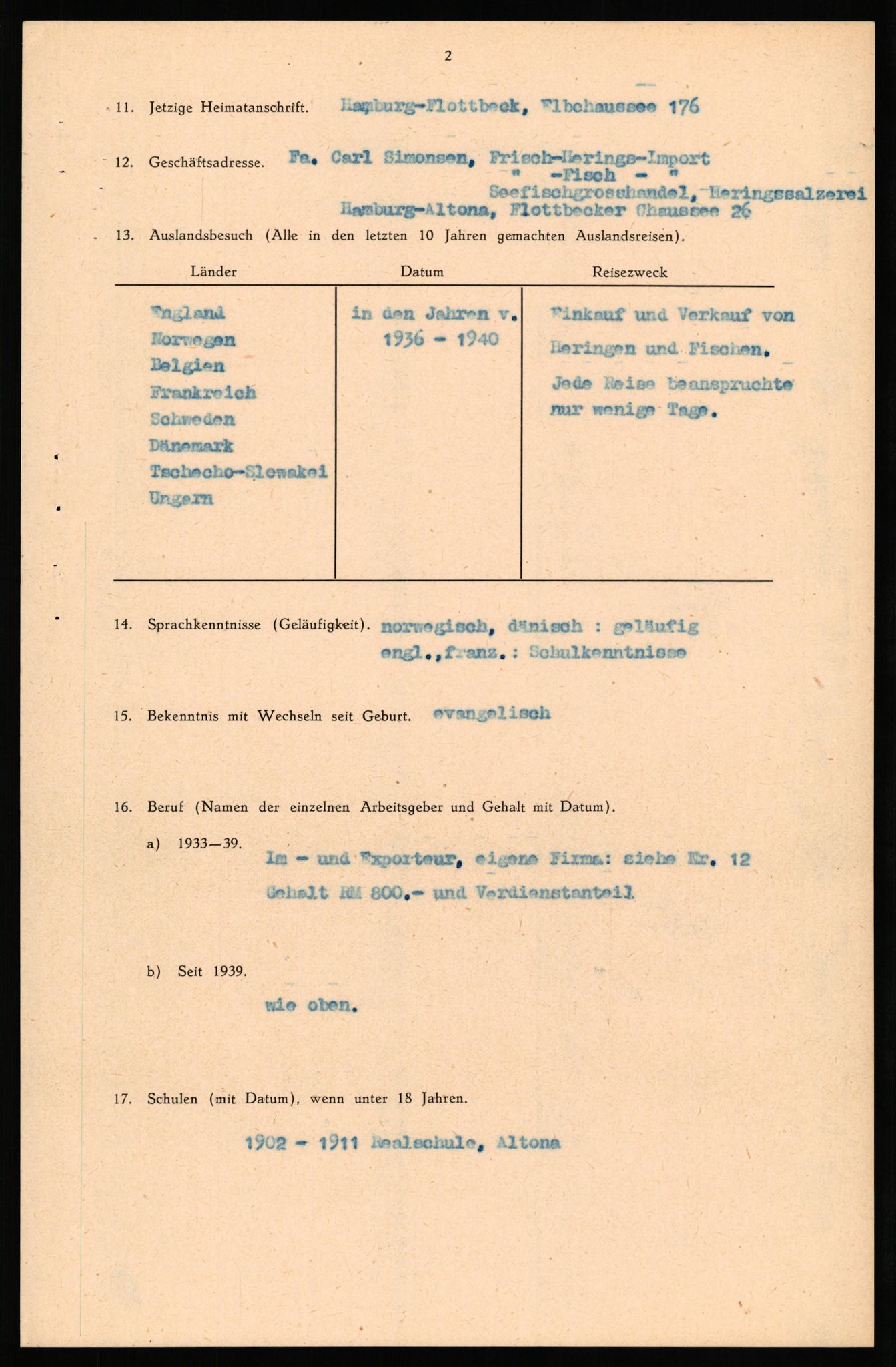 Forsvaret, Forsvarets overkommando II, AV/RA-RAFA-3915/D/Db/L0032: CI Questionaires. Tyske okkupasjonsstyrker i Norge. Tyskere., 1945-1946, p. 100