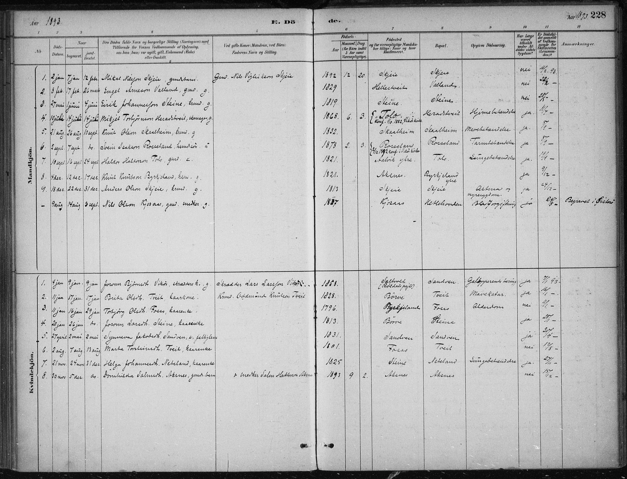 Kvam sokneprestembete, SAB/A-76201/H/Haa: Parish register (official) no. B  1, 1880-1908, p. 228