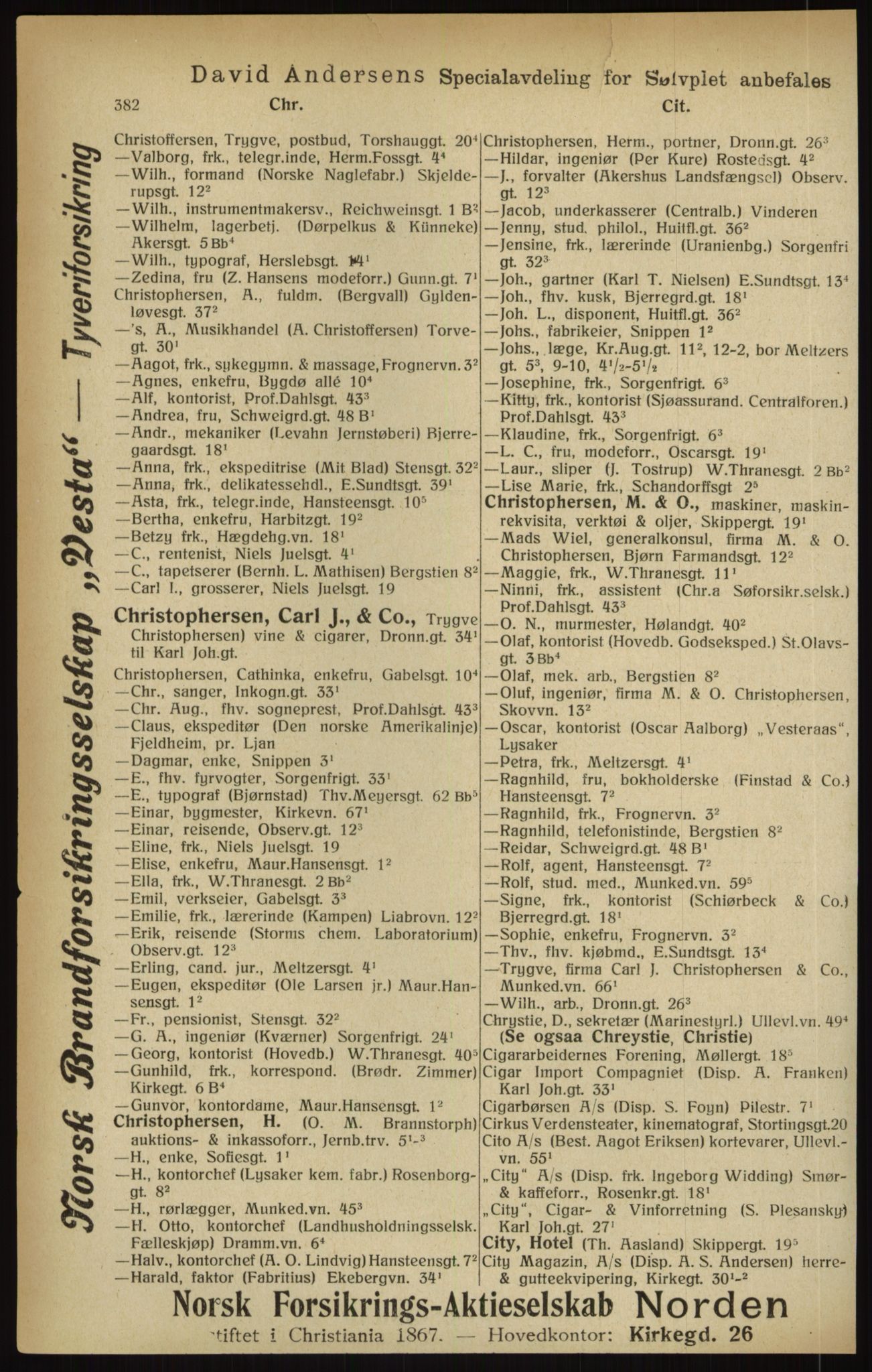 Kristiania/Oslo adressebok, PUBL/-, 1916, p. 382