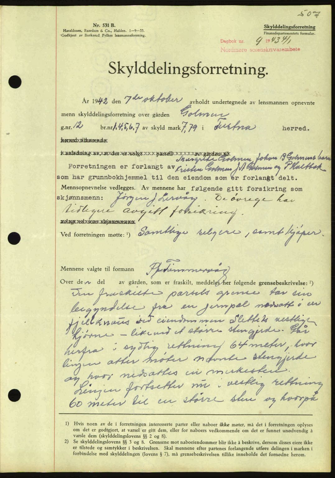 Nordmøre sorenskriveri, AV/SAT-A-4132/1/2/2Ca: Mortgage book no. A94, 1942-1943, Diary no: : 4/1943
