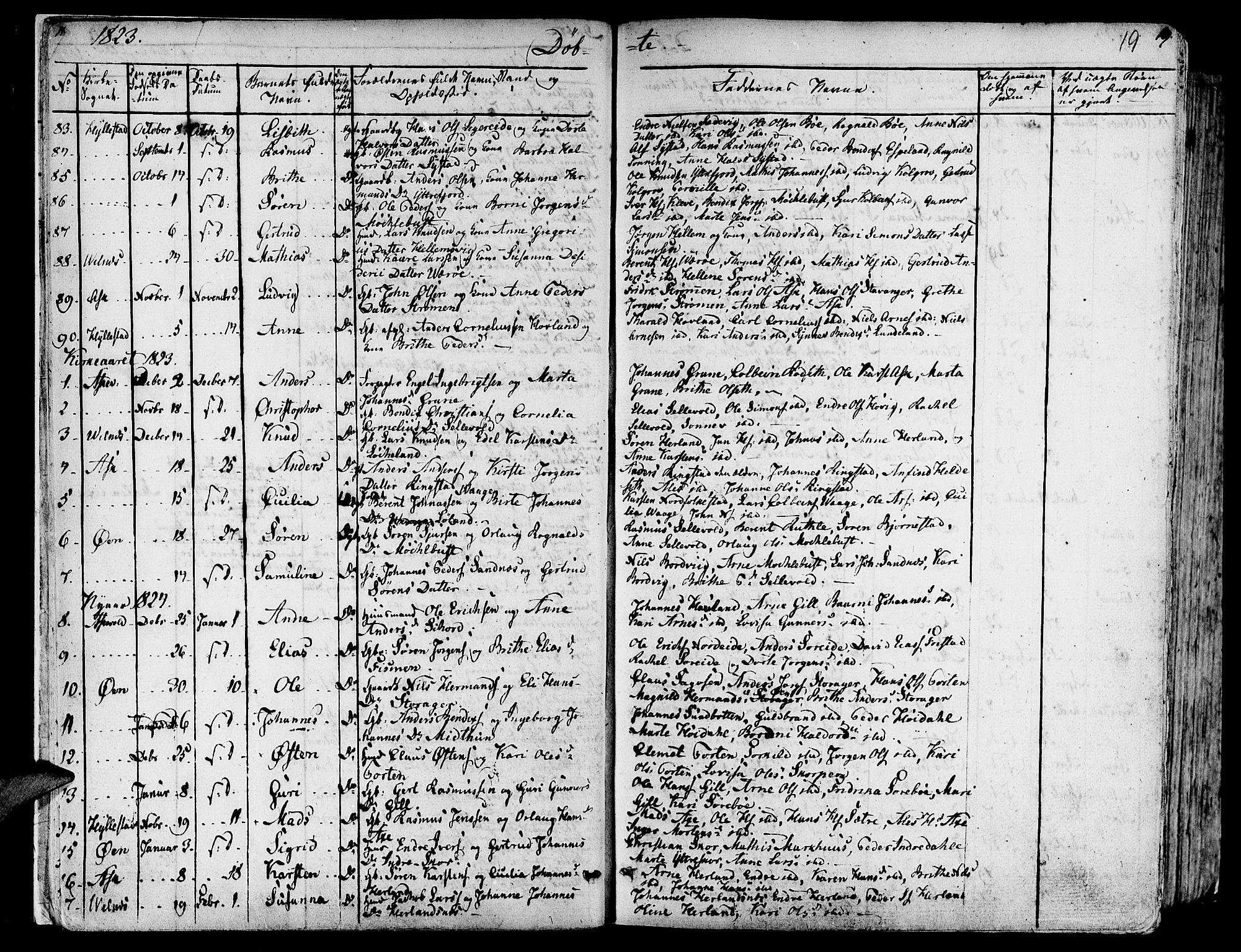 Askvoll sokneprestembete, SAB/A-79501/H/Haa/Haaa/L0010: Parish register (official) no. A 10, 1821-1844, p. 18-19