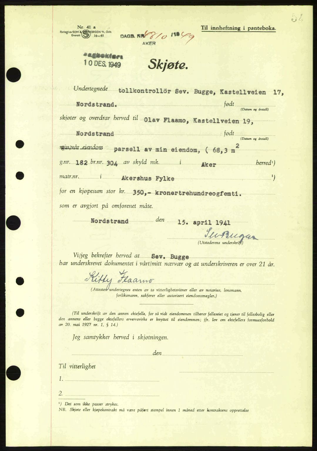 Oslo byskriverembete, AV/SAO-A-10227/G/Gb/Gbd/Gbda/L0017: Mortgage book no. A215, 1949-1950, Diary no: : 14810/1949