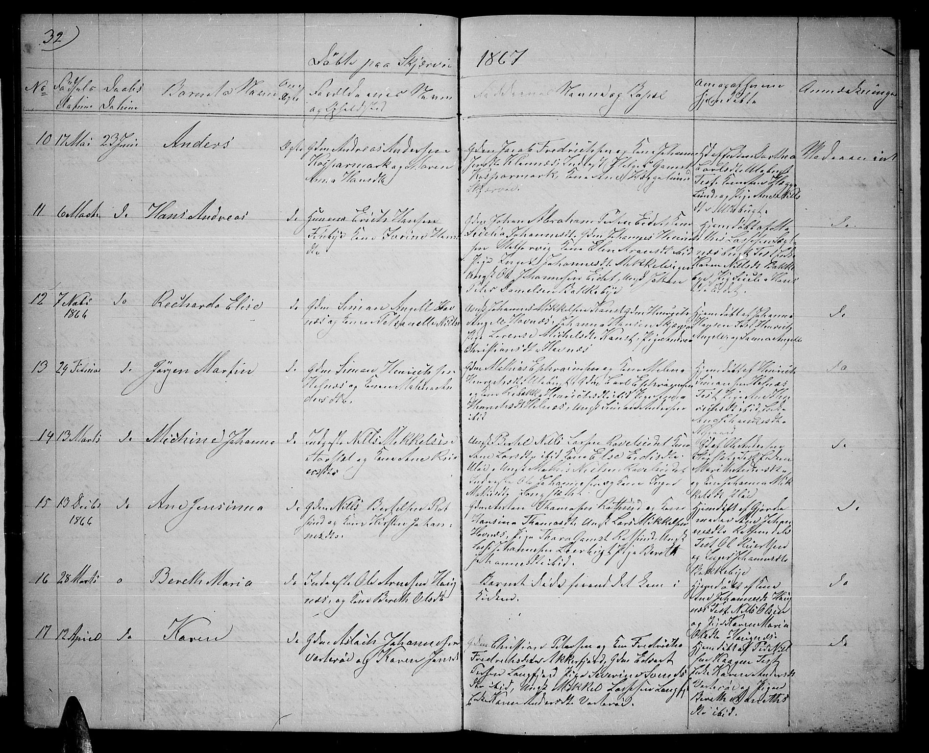 Skjervøy sokneprestkontor, AV/SATØ-S-1300/H/Ha/Hab/L0004klokker: Parish register (copy) no. 4, 1862-1870, p. 32