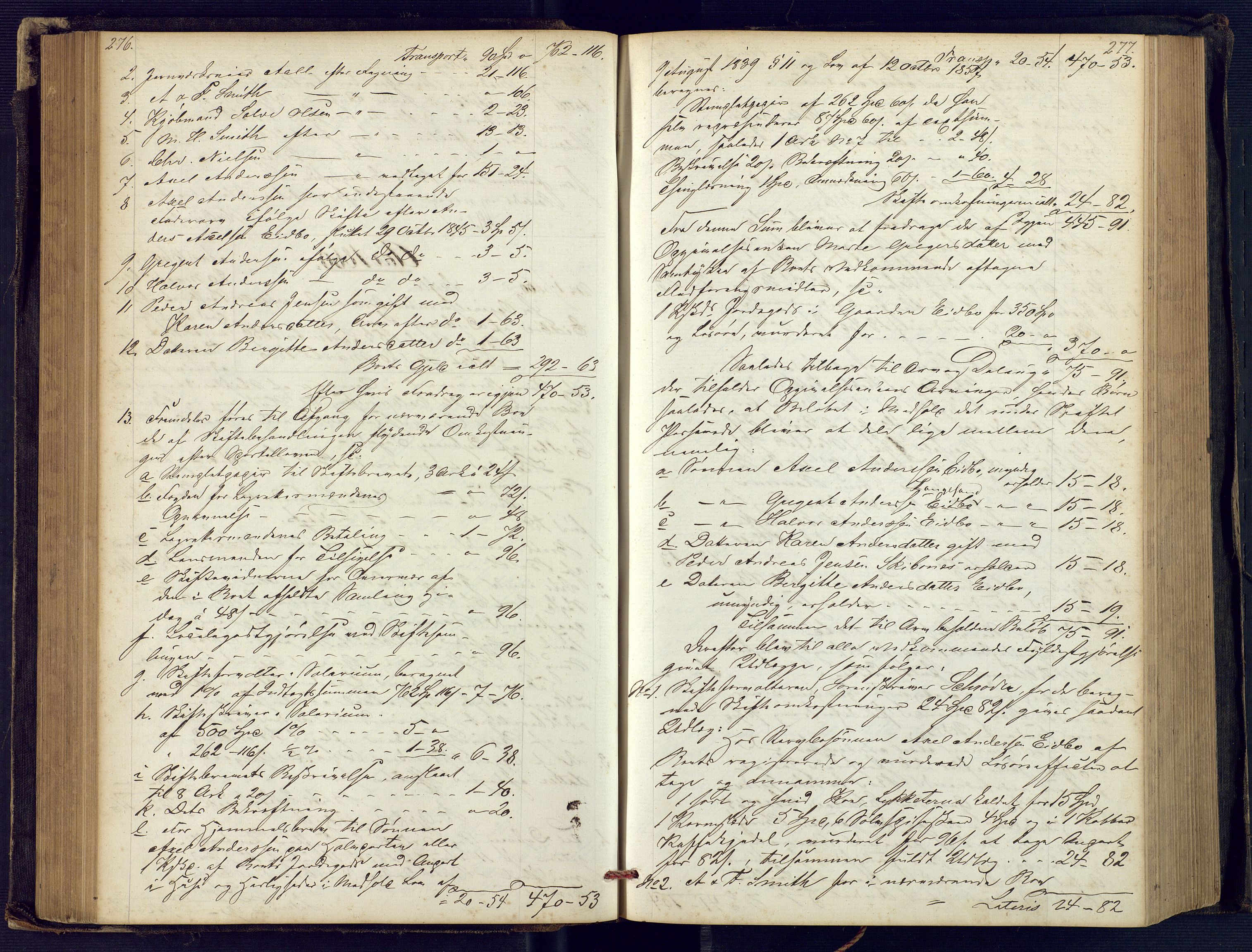 Holt sorenskriveri, SAK/1221-0002/H/Hc/L0029: Skifteutlodningsprotokoll nr. 4 med løst register, 1857-1862, p. 276-277