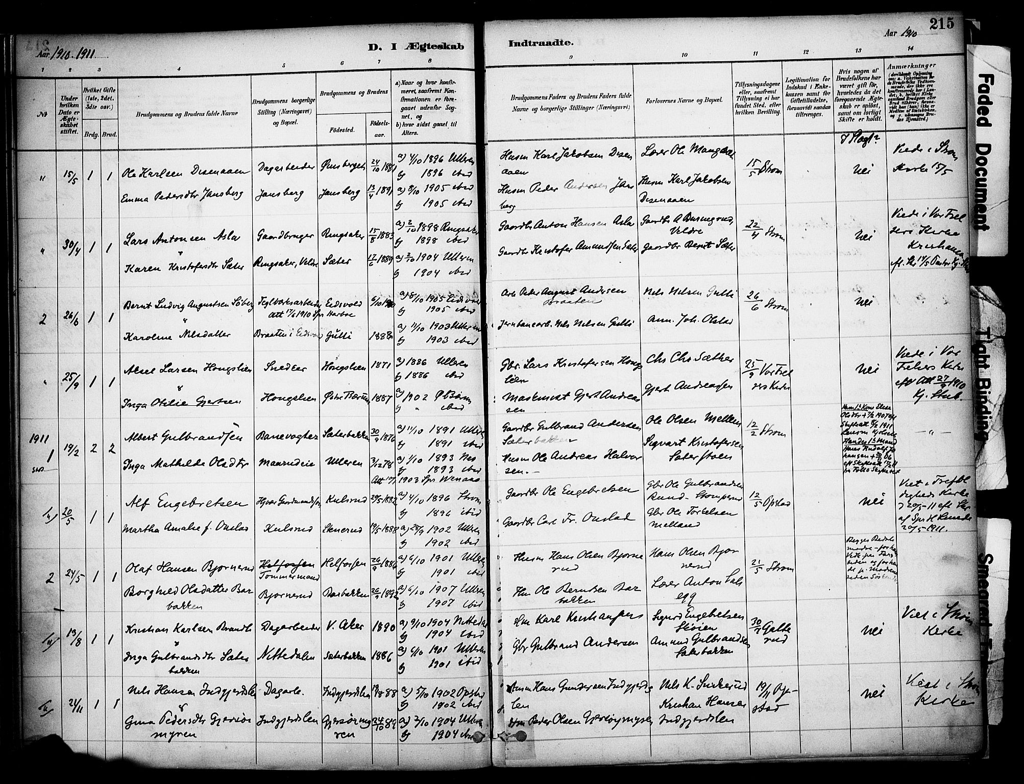 Sør-Odal prestekontor, AV/SAH-PREST-030/H/Ha/Haa/L0008: Parish register (official) no. 8, 1886-1922, p. 215