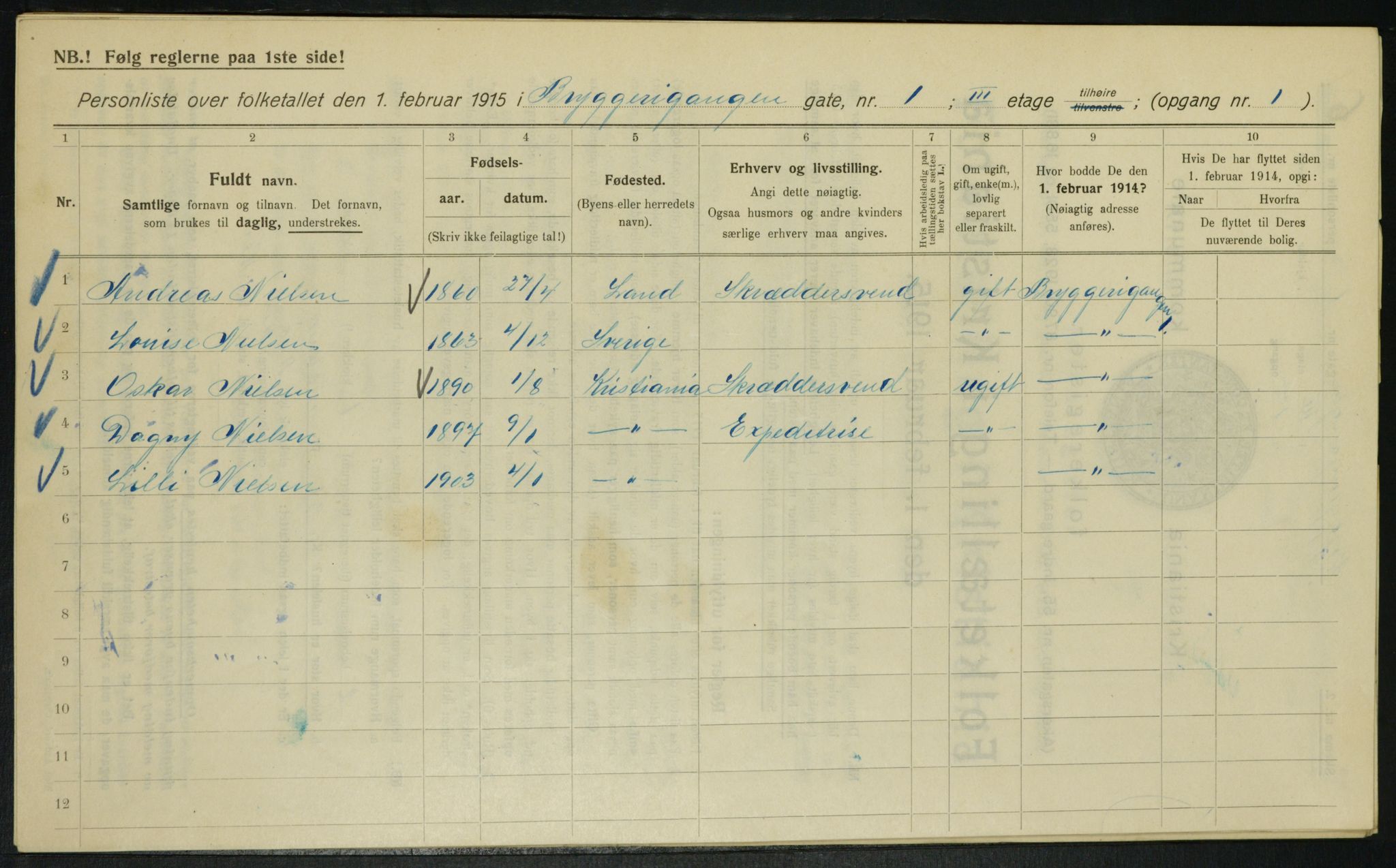 OBA, Municipal Census 1915 for Kristiania, 1915, p. 9920