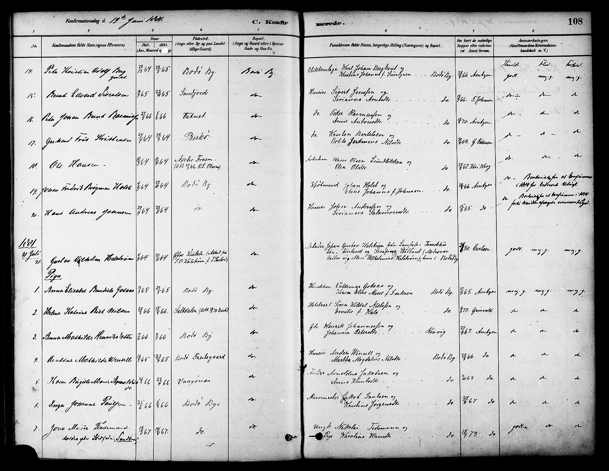 Ministerialprotokoller, klokkerbøker og fødselsregistre - Nordland, AV/SAT-A-1459/801/L0030: Parish register (copy) no. 801C05, 1879-1887, p. 108