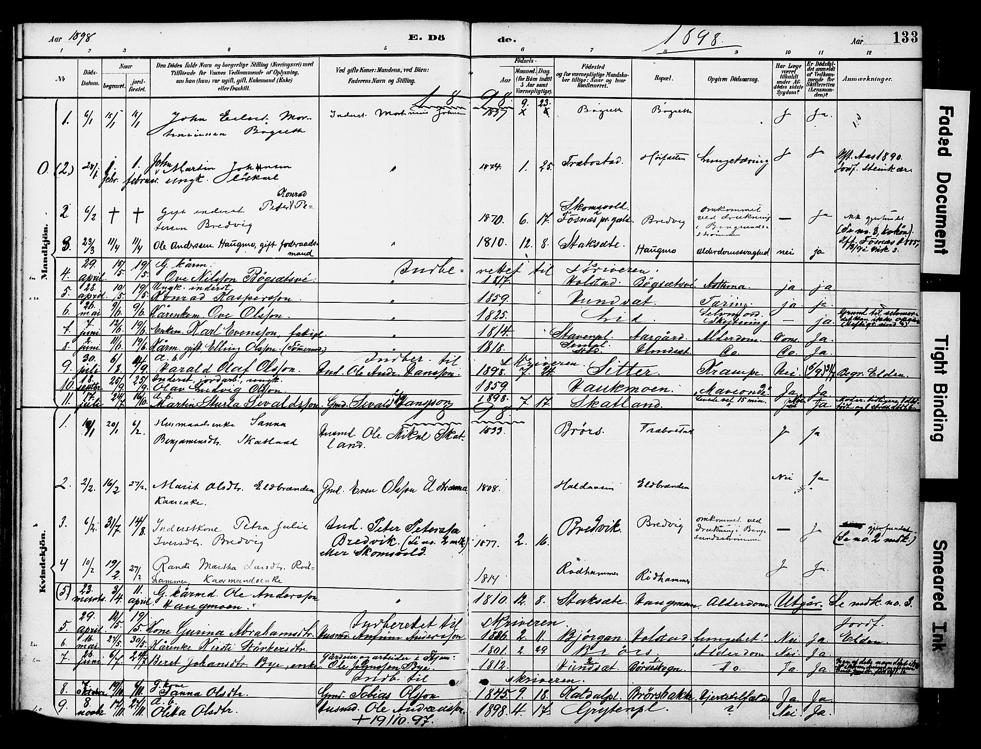Ministerialprotokoller, klokkerbøker og fødselsregistre - Nord-Trøndelag, SAT/A-1458/742/L0409: Parish register (official) no. 742A02, 1891-1905, p. 133