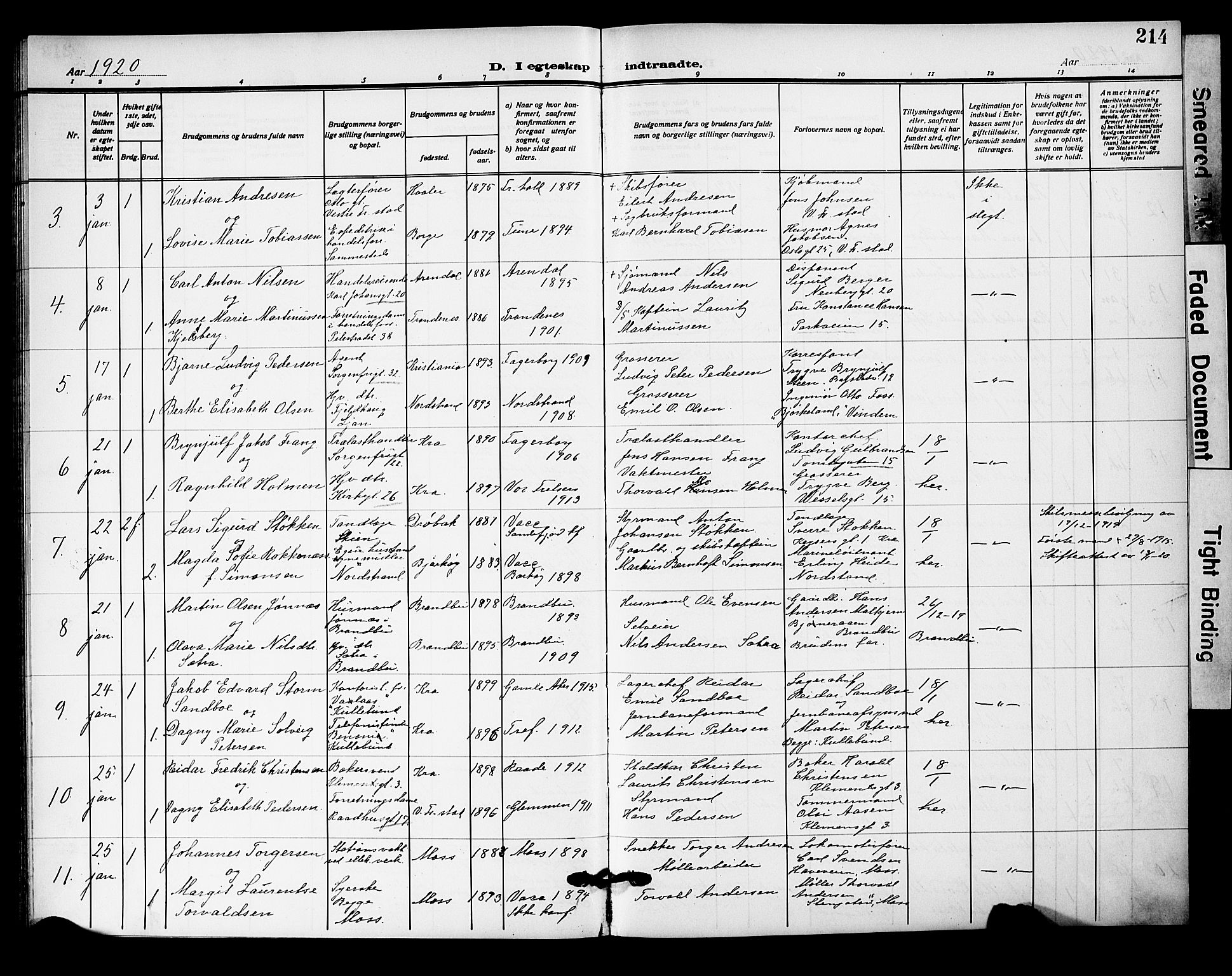 Oslo domkirke Kirkebøker, AV/SAO-A-10752/F/Fa/L0034: Parish register (official) no. 34, 1913-1921, p. 214