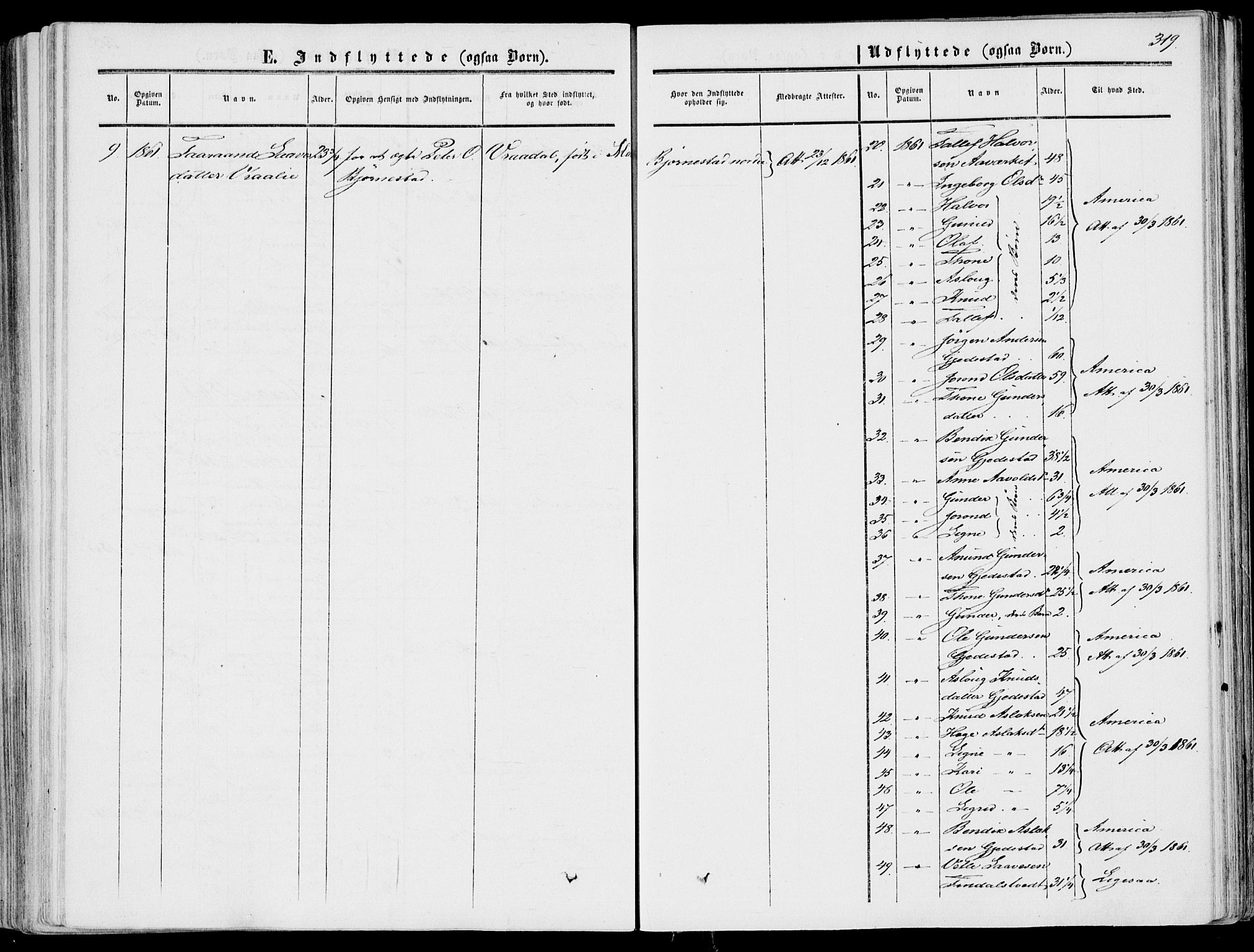 Fyresdal kirkebøker, SAKO/A-263/F/Fa/L0005: Parish register (official) no. I 5, 1855-1871, p. 319
