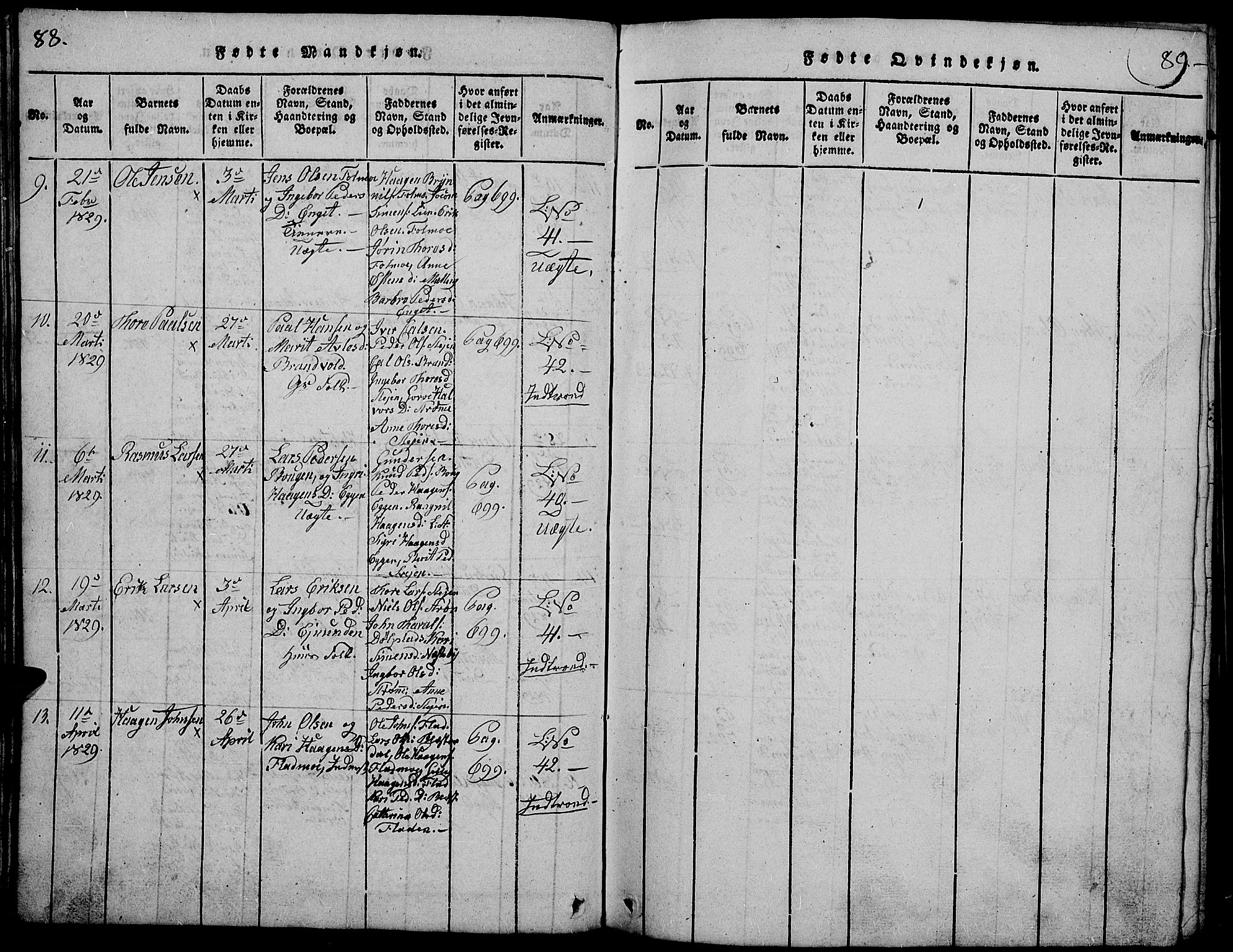 Tynset prestekontor, AV/SAH-PREST-058/H/Ha/Hab/L0002: Parish register (copy) no. 2, 1814-1862, p. 88-89