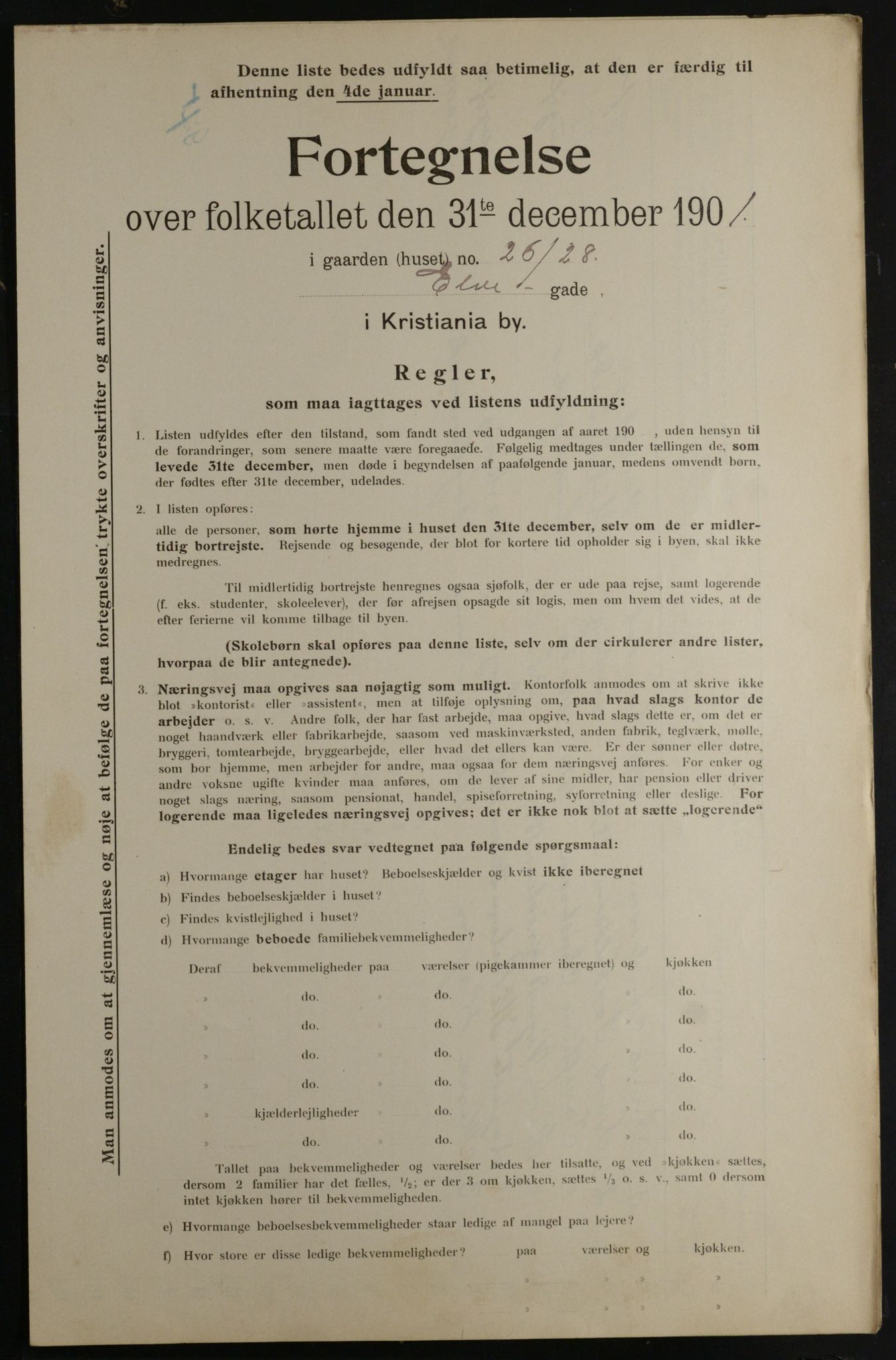 OBA, Municipal Census 1901 for Kristiania, 1901, p. 3334