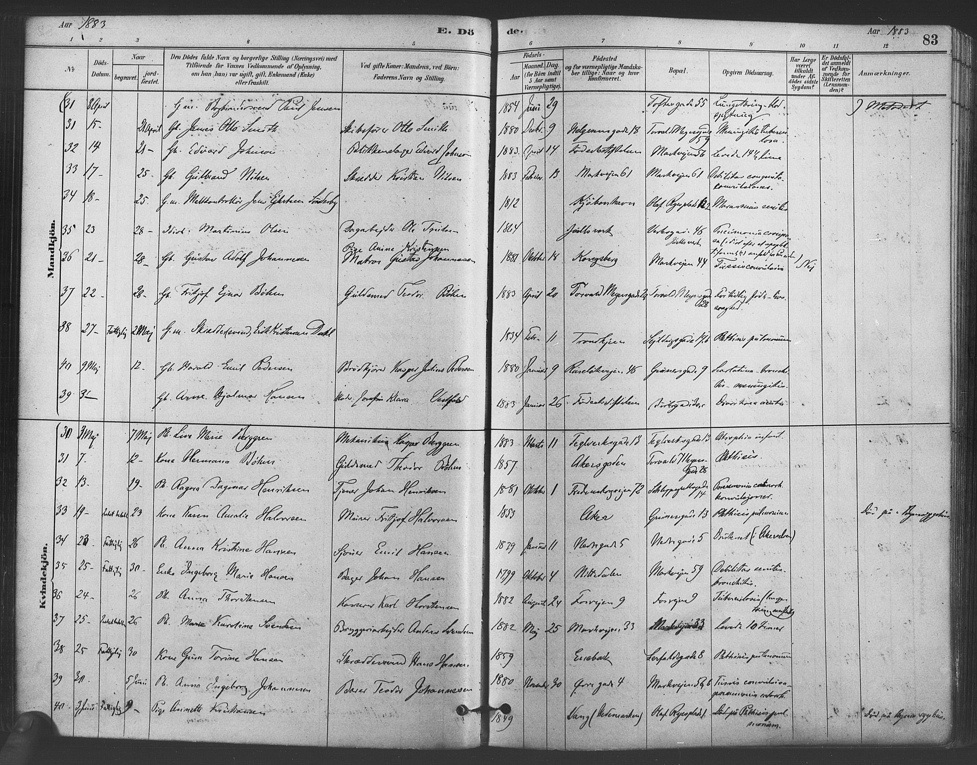 Paulus prestekontor Kirkebøker, AV/SAO-A-10871/F/Fa/L0005: Parish register (official) no. 5, 1879-1889, p. 83