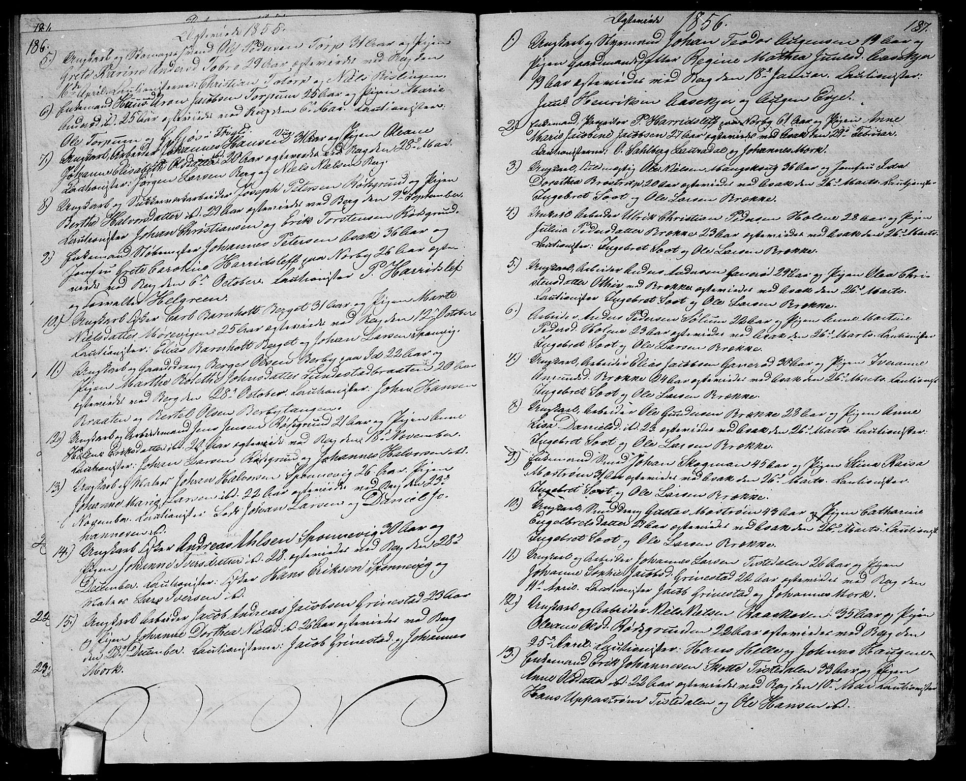 Berg prestekontor Kirkebøker, SAO/A-10902/G/Ga/L0003: Parish register (copy) no.  I 3, 1850-1866, p. 186-187