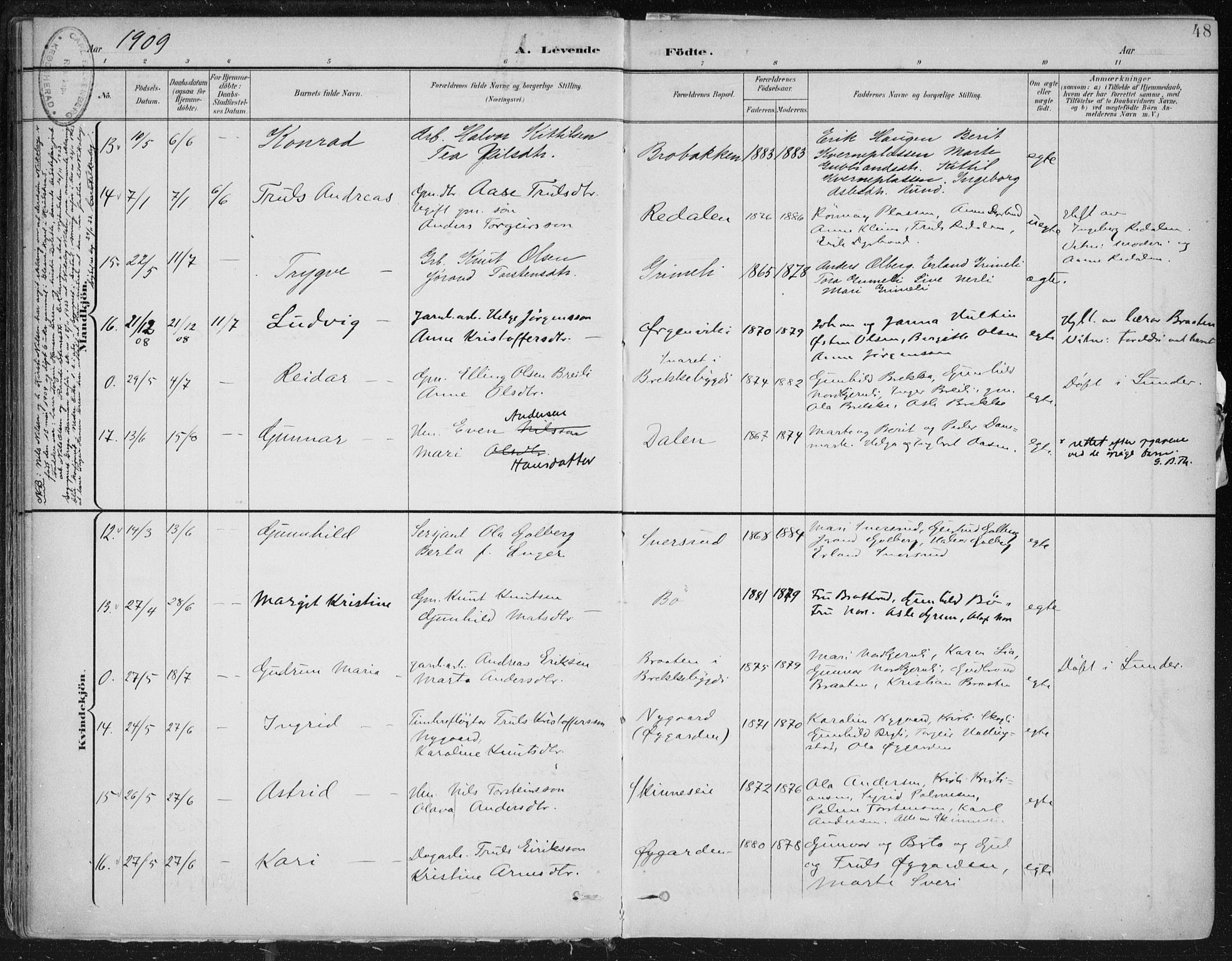 Krødsherad kirkebøker, AV/SAKO-A-19/F/Fa/L0007: Parish register (official) no. 7, 1900-1915, p. 48