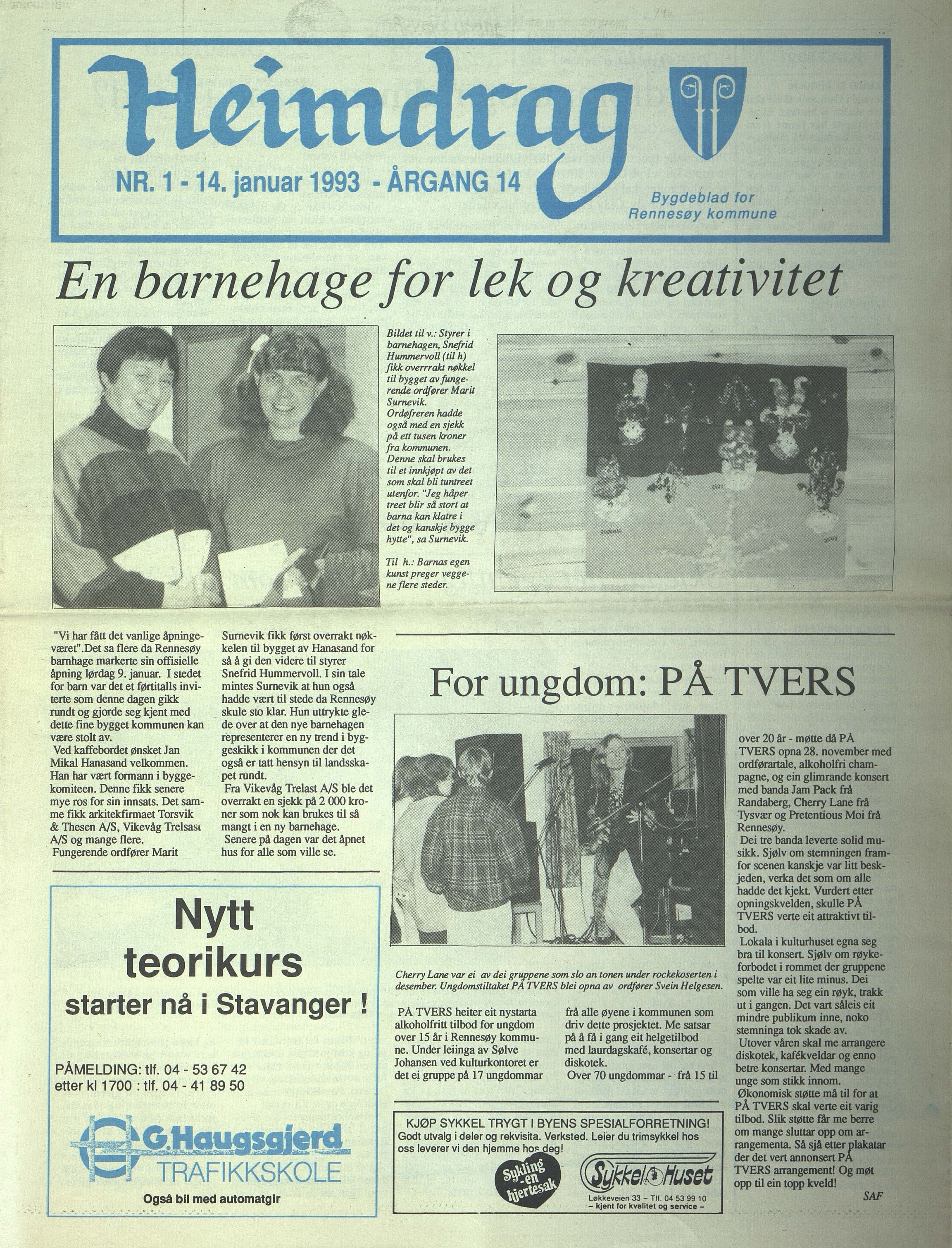 Rennesøy kommune. Heimdrag, lokalavis, BYST/A-0750/X/Xa/L0015: Heimdrag 1993, 1993