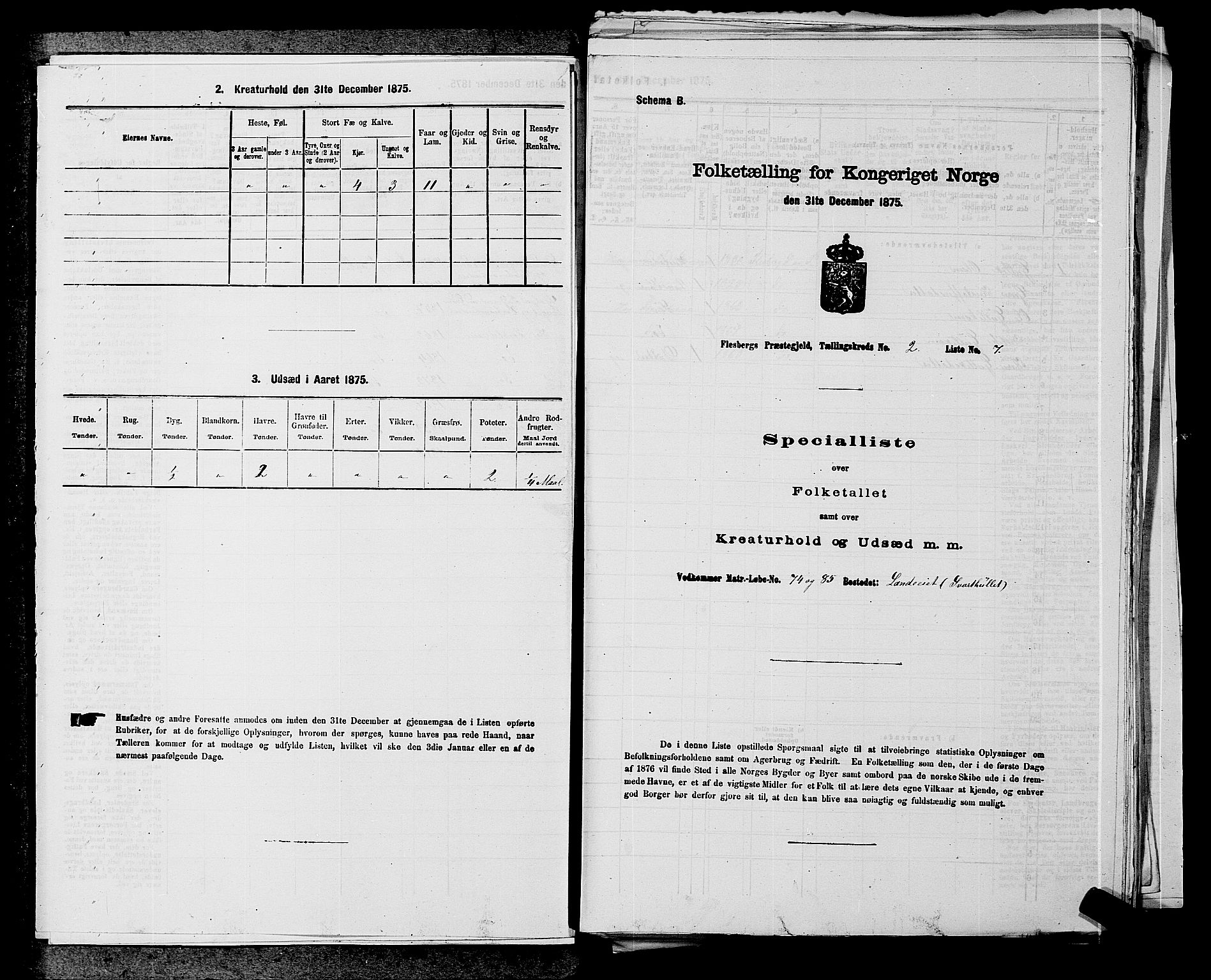 SAKO, 1875 census for 0631P Flesberg, 1875, p. 291