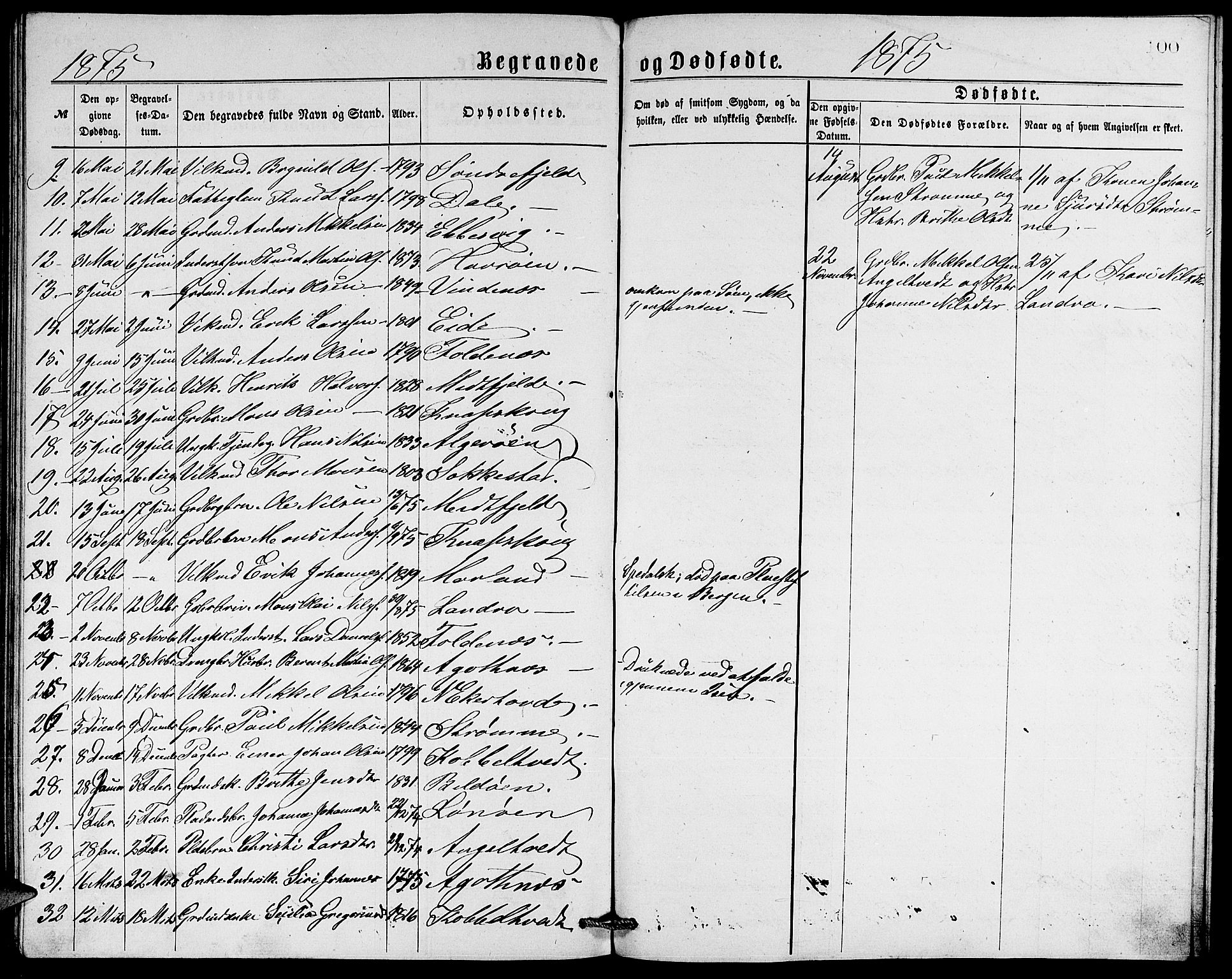 Fjell sokneprestembete, SAB/A-75301/H/Hab: Parish register (copy) no. A 2, 1871-1879, p. 100