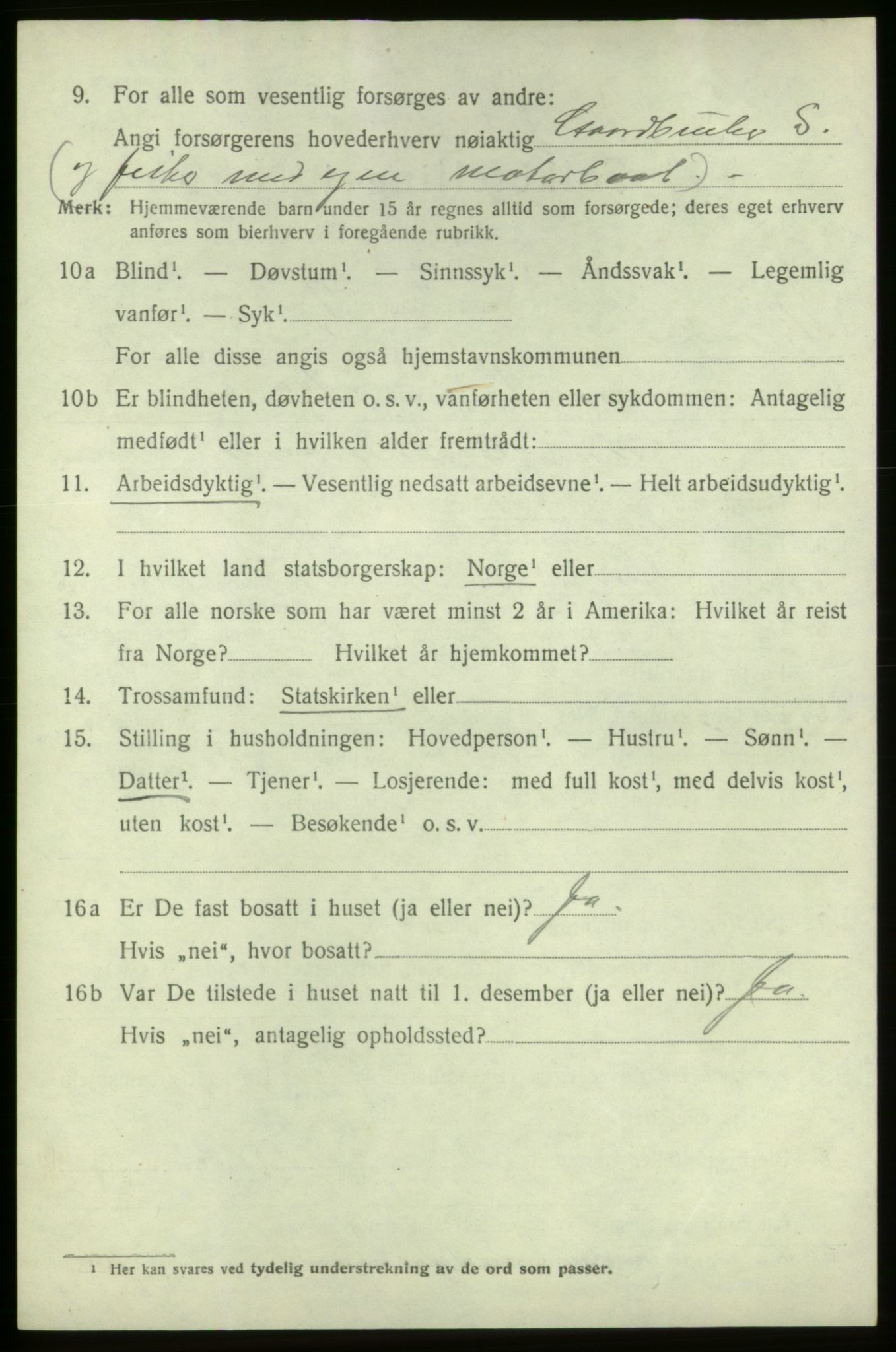 SAB, 1920 census for Bremnes, 1920, p. 4025