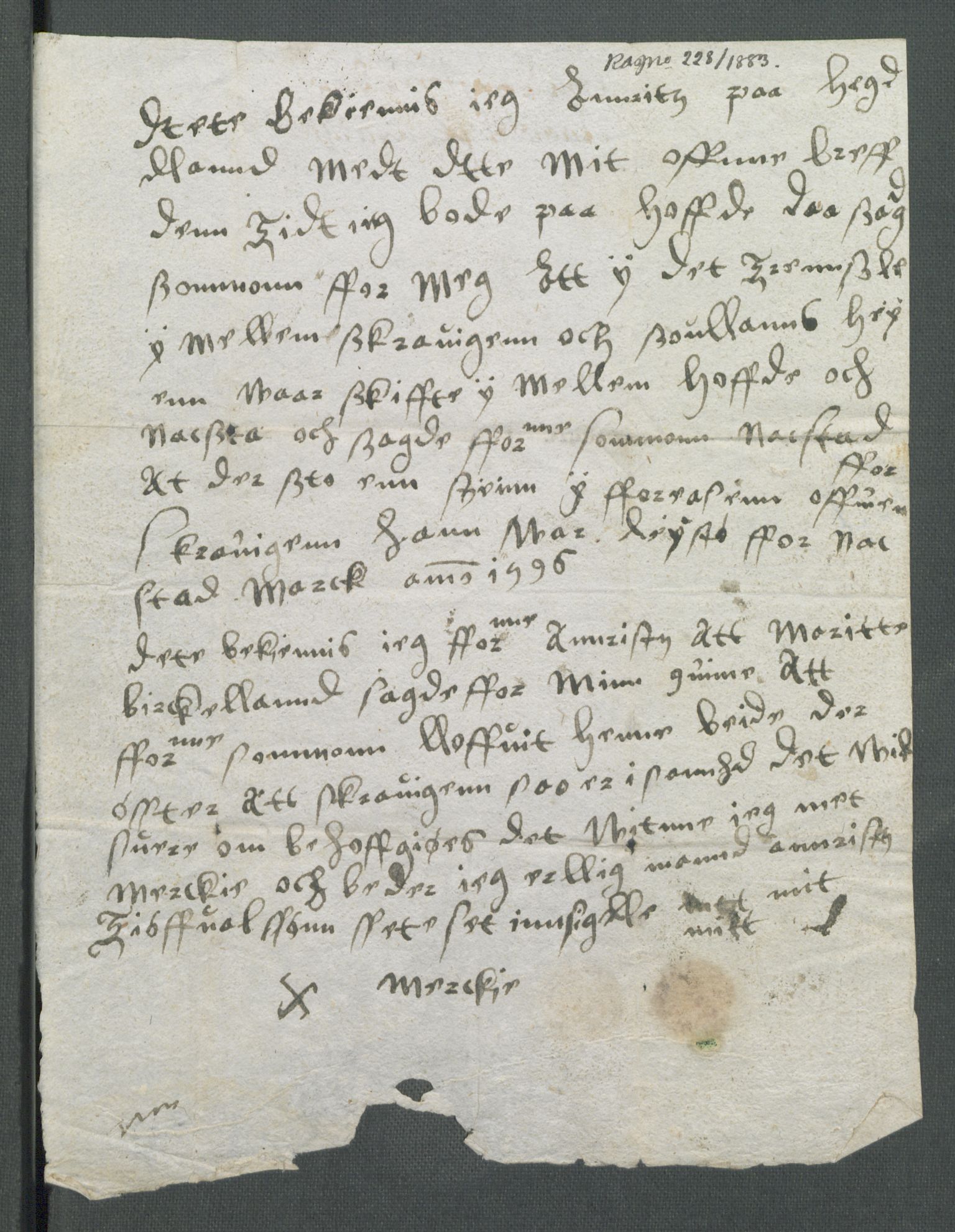 Riksarkivets diplomsamling, AV/RA-EA-5965/F02/L0102: Dokumenter, 1596, p. 41