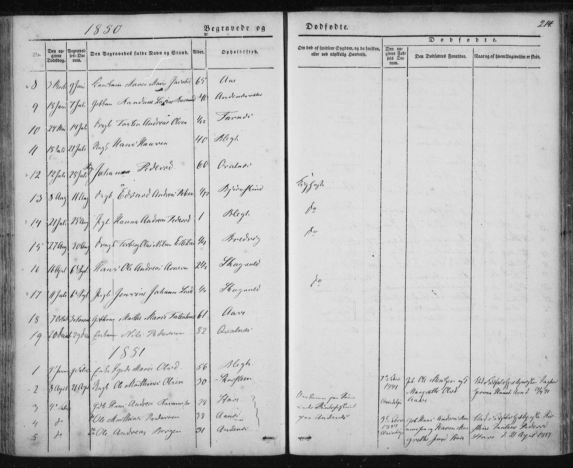 Ministerialprotokoller, klokkerbøker og fødselsregistre - Nordland, SAT/A-1459/897/L1396: Parish register (official) no. 897A04, 1842-1866, p. 214