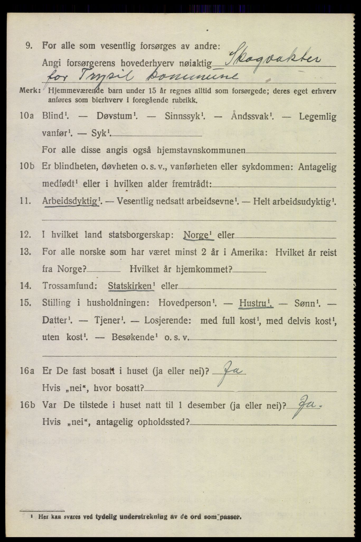 SAH, 1920 census for Trysil, 1920, p. 7058