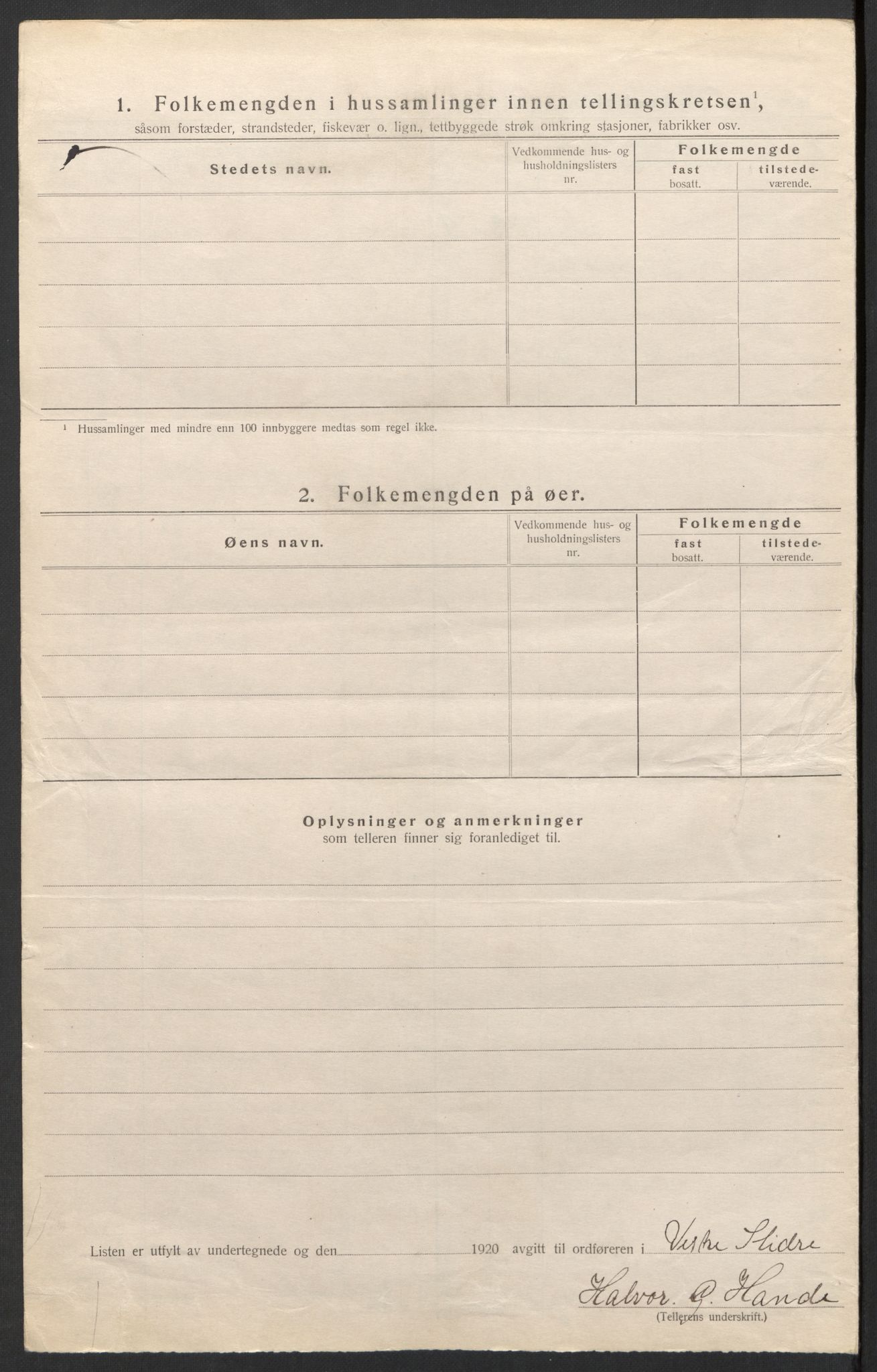 SAH, 1920 census for Vestre Slidre, 1920, p. 23