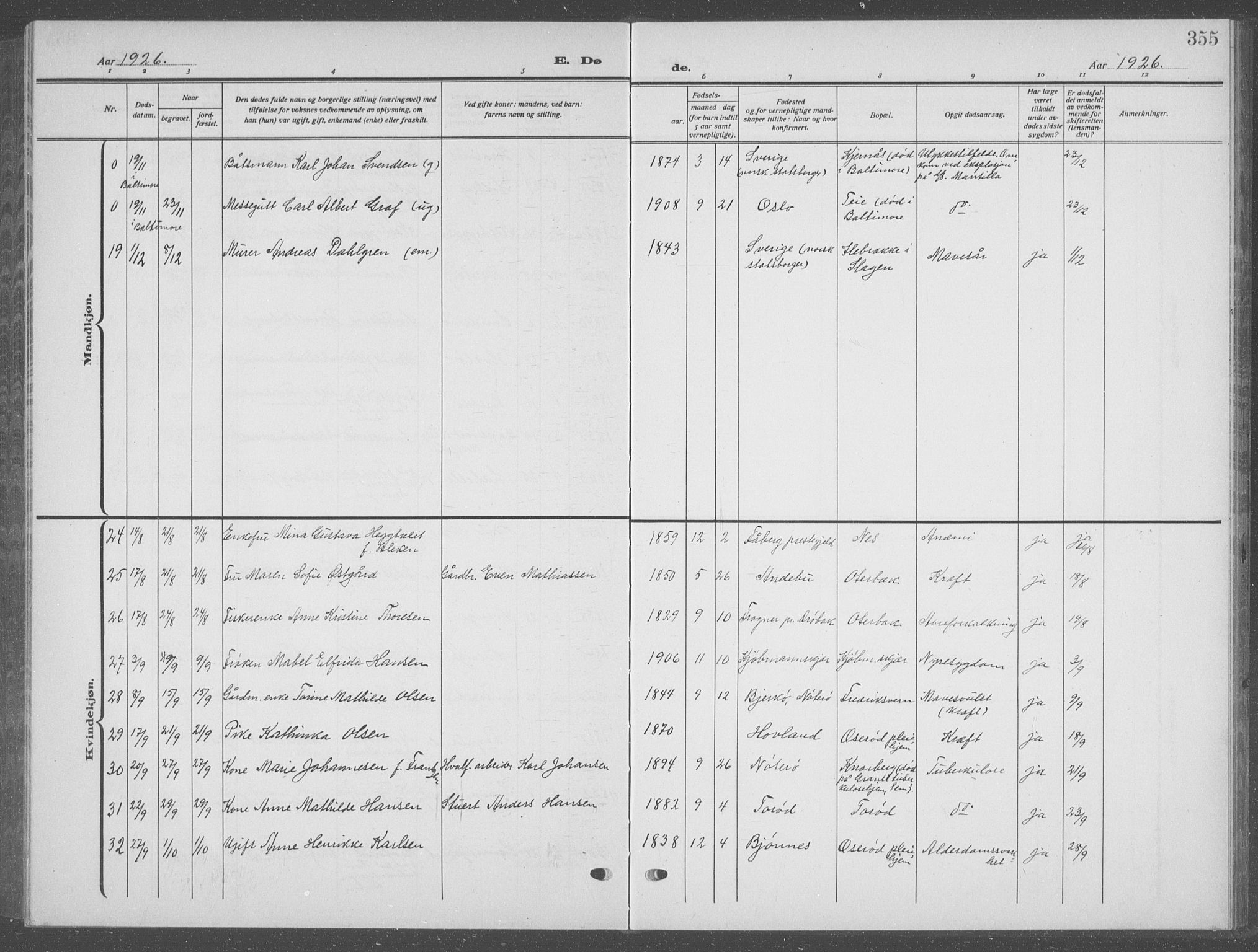 Nøtterøy kirkebøker, AV/SAKO-A-354/G/Ga/L0006: Parish register (copy) no. I 6, 1925-1939, p. 355