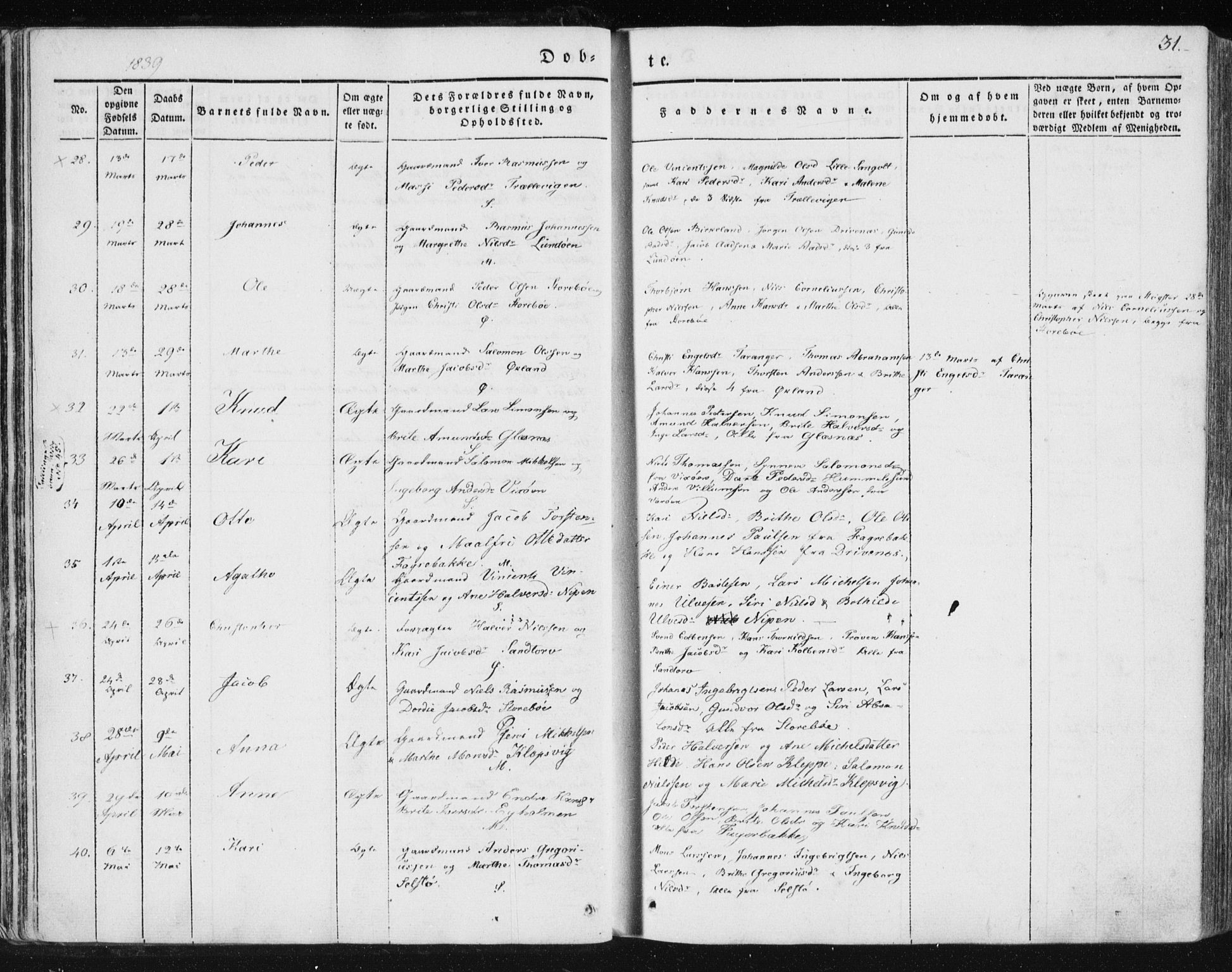 Sund sokneprestembete, SAB/A-99930: Parish register (official) no. A 13, 1835-1849, p. 31