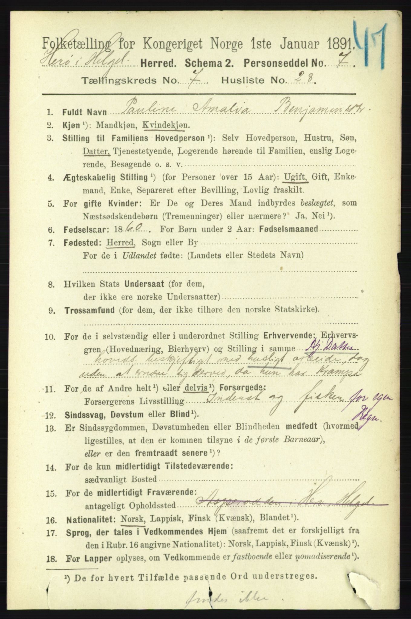 RA, 1891 census for 1818 Herøy, 1891, p. 2450