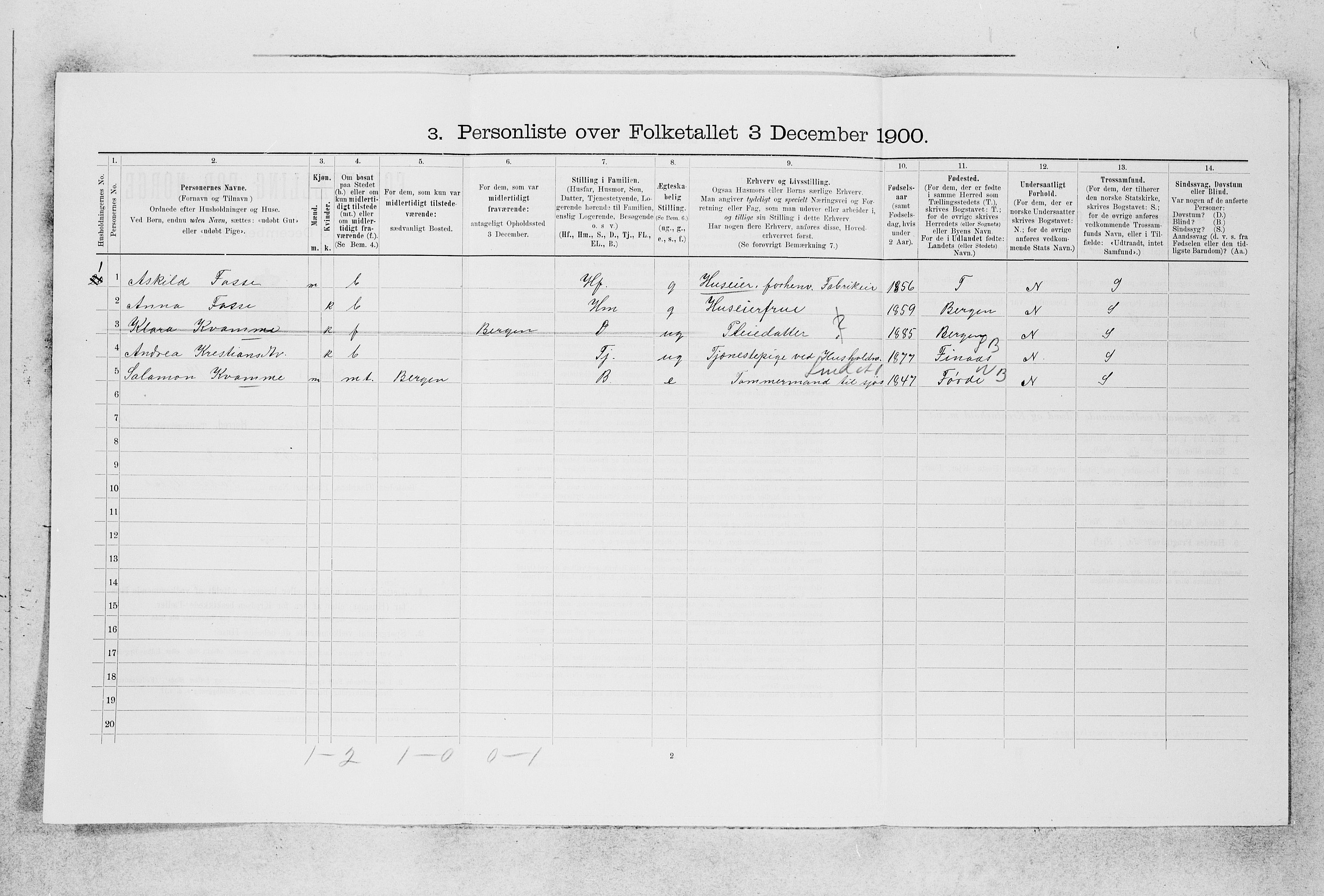 SAB, 1900 census for Alversund, 1900, p. 746