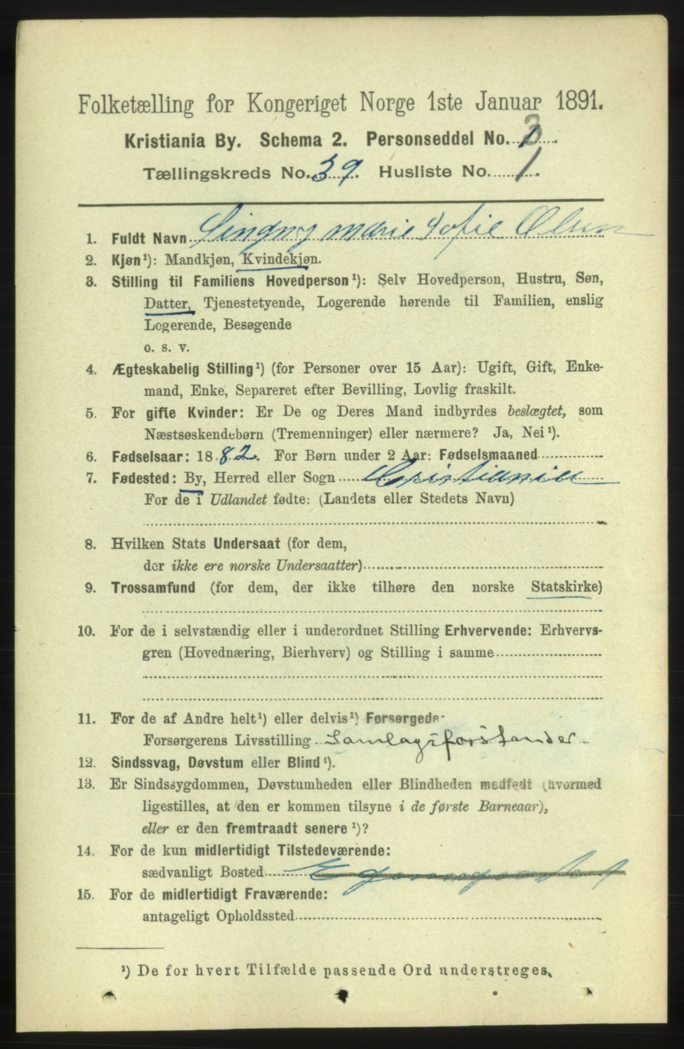 RA, 1891 census for 0301 Kristiania, 1891, p. 21956