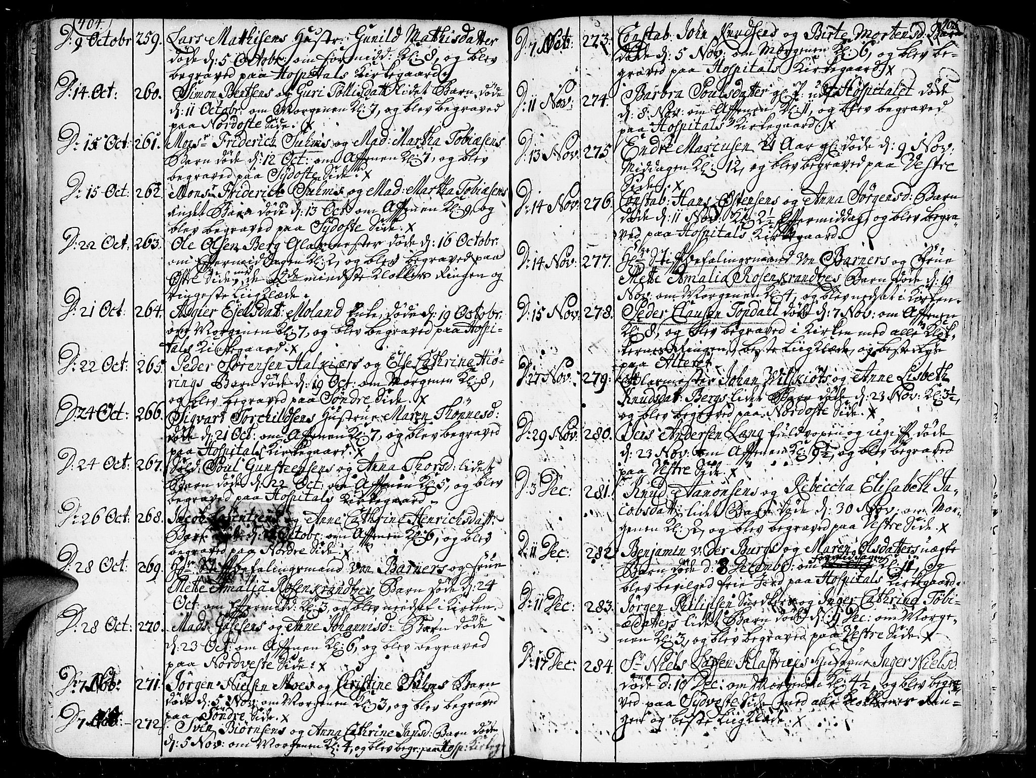 Kristiansand domprosti, AV/SAK-1112-0006/F/Fa/L0001: Parish register (official) no. A 1, 1734-1793, p. 404-405