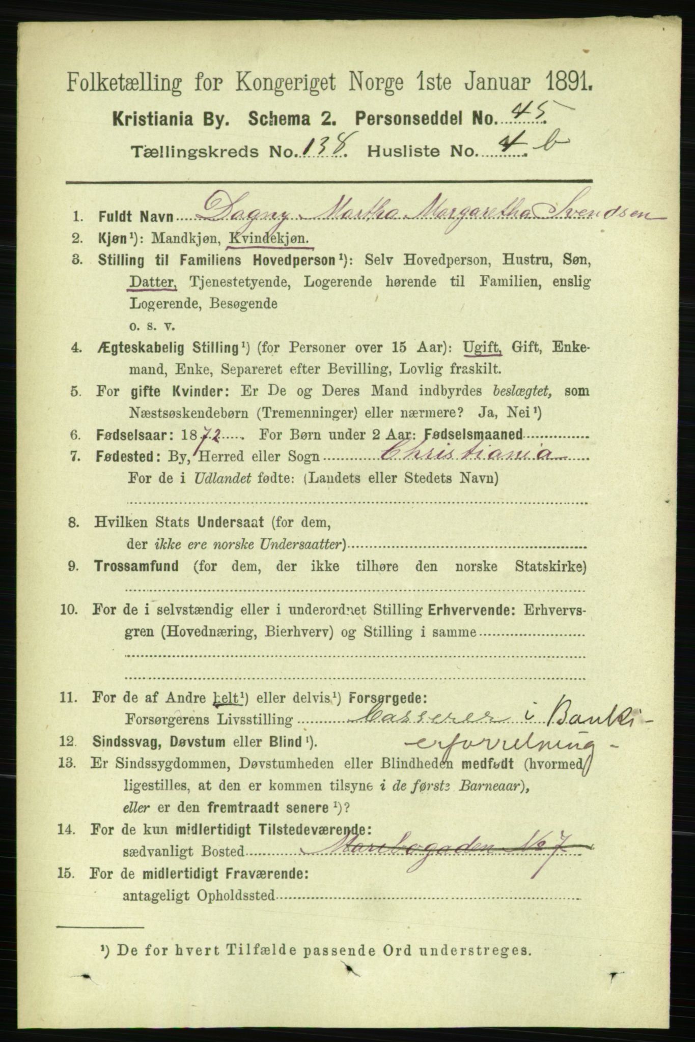 RA, 1891 census for 0301 Kristiania, 1891, p. 76587